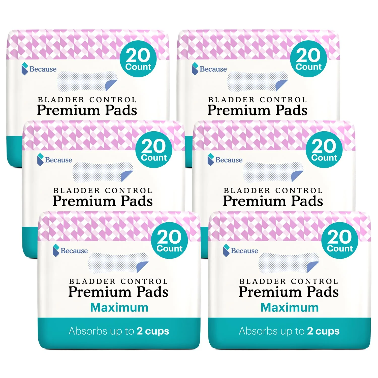 Because Incontinence Pads for Women - Maximum Absorbency, Postpartum Liners, Up to 100% Leak-Free Protection, Discreet Protection for Bladder Leaks, 6 Packs of 20 Count (120 Total) - Image 8