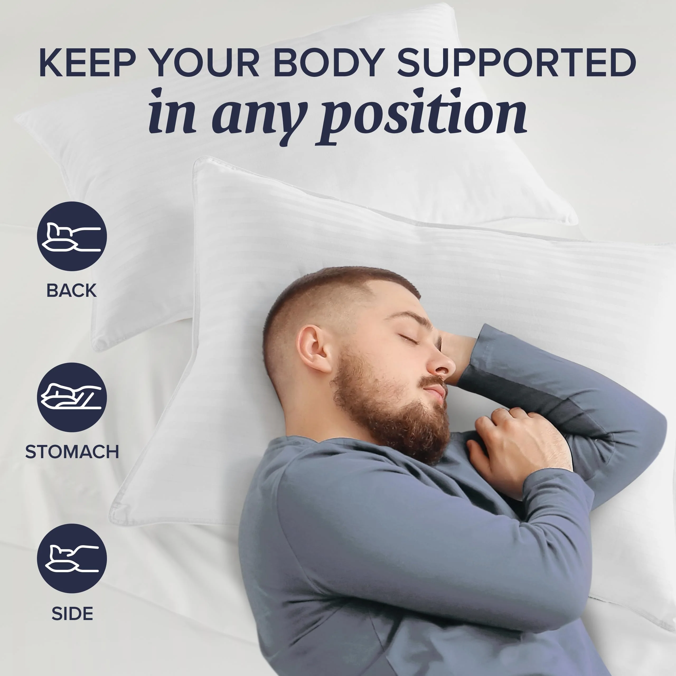 Beckham Hotel Collection Bed Pillows King Size Set of 2 - Down Alternative Pillow for Back, Stomach or Side Sleepers - Image 5