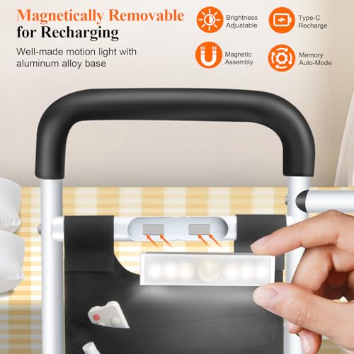 Bed Rails for Elderly Adults Safety, Adjustable Height Bed Guard Rails with Night Motion Light for Seniors, Carbon Steel Bed Assist Rails for Queen King Size Bed (Patent Pending) - Image 9