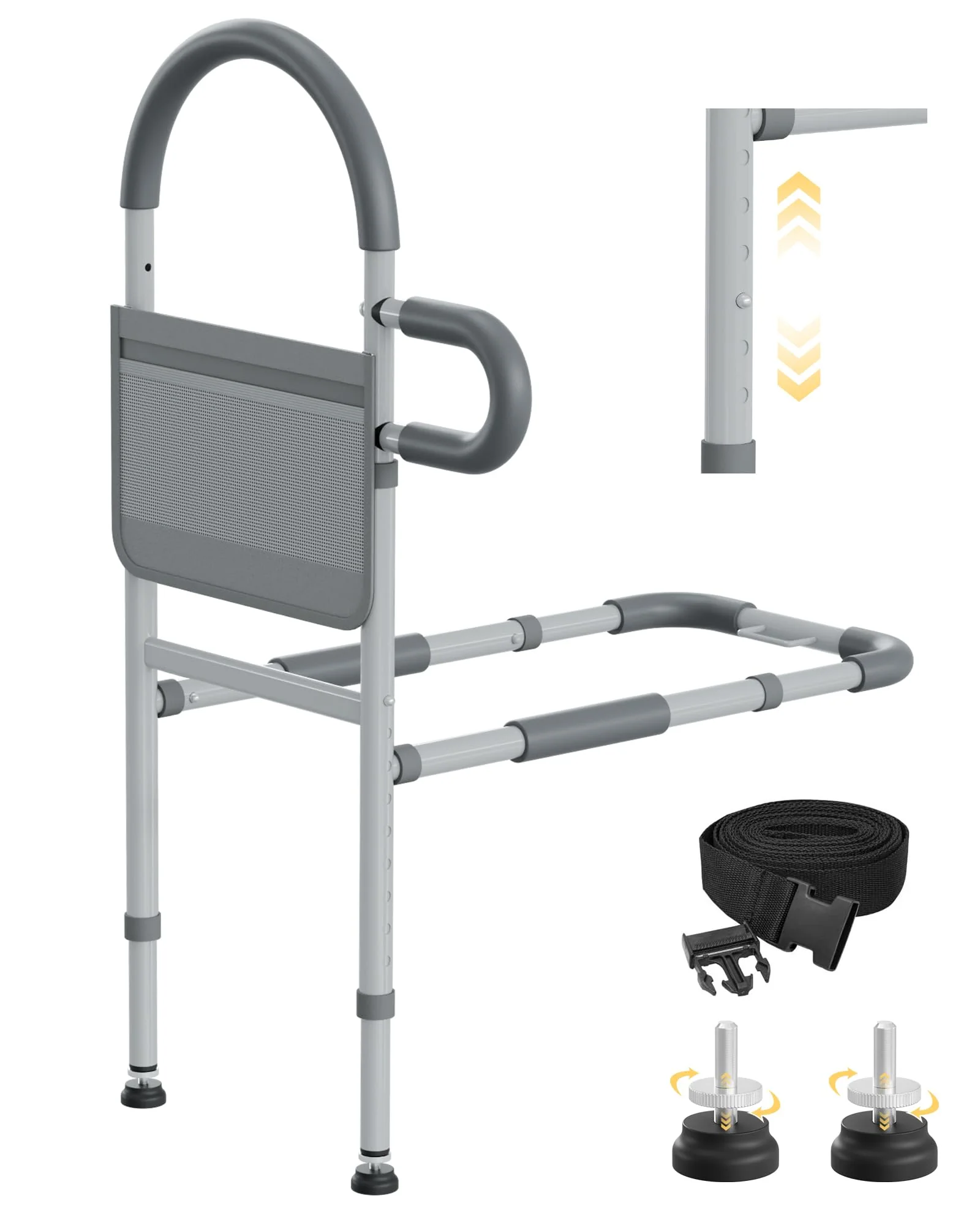 Bed Rails for Elderly Adults Safety, Bedrails for Elderly Adults Grab Bar Bed Handrails, Cane for Seniors with Non-Slip Ergonomic Handle and Storage Pocket, Fit Twin, Full, Queen, King