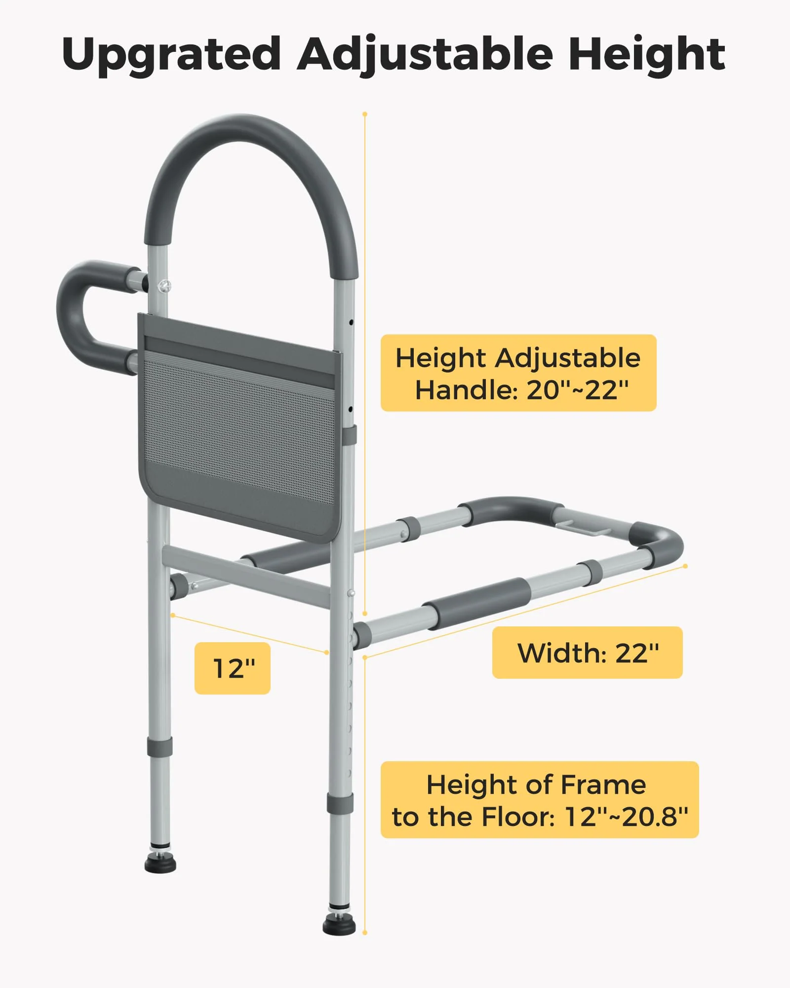 Bed Rails for Elderly Adults Safety, Bedrails for Elderly Adults Grab Bar Bed Handrails, Cane for Seniors with Non-Slip Ergonomic Handle and Storage Pocket, Fit Twin, Full, Queen, King - Image 3