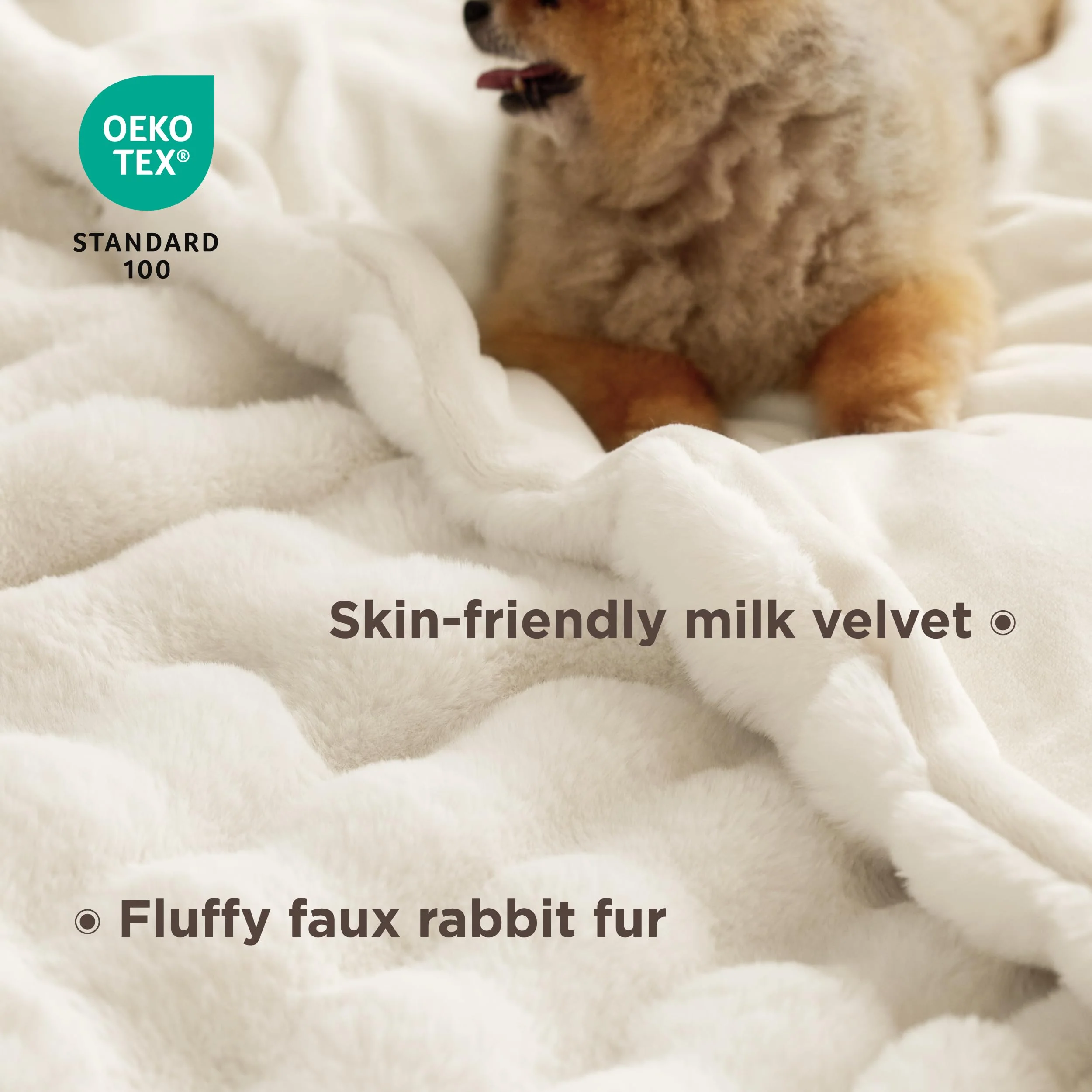 Bedsure GentleSoft Fluffy Throw Blanket, 870GSM Soft Bubble Faux Fur Throw Blanket for Couch, Fuzzy Plush Winter Decor for Christmas, Thick Warm Furry Cozy Gifts for Women Girls Mom, Cream, 50"x60" - Image 8