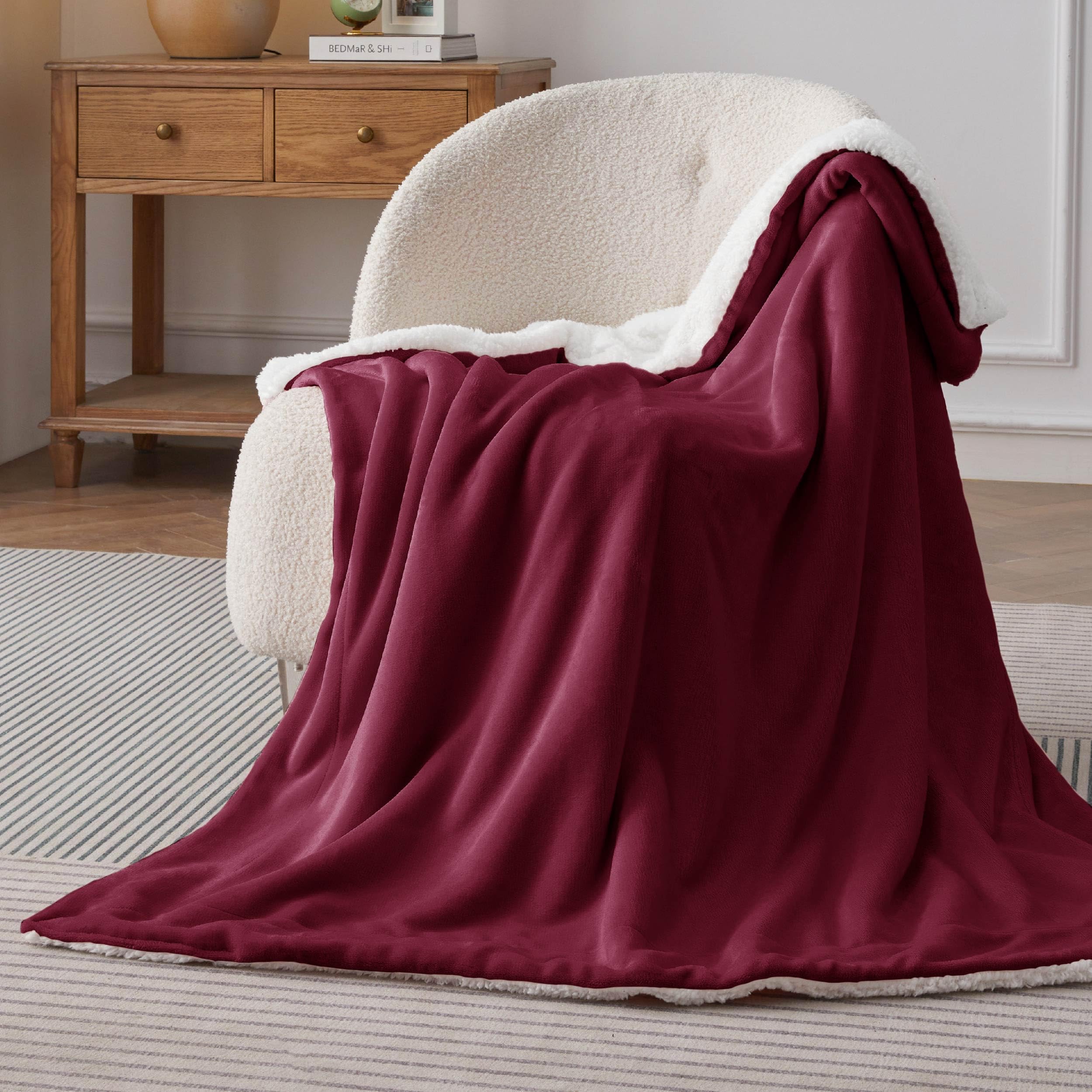 Bedsure GentleSoft Sherpa Fleece Throw Blanket for Couch, Non-Heated, Thick and Warm Throw for Girls and Women, Soft Fuzzy Plush Blanket for Winter, Red, 50x60 Inches - Image 4