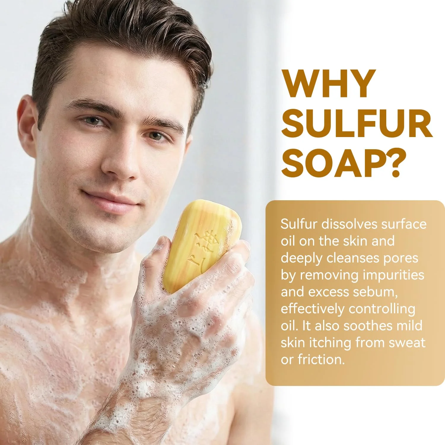 Bee & Flower Shanghai Sulfur Soap 10% Sulfur Soap Bar Face and Body Acne Treatment Sulphur Bar Soaps 3.4 Oz (6 Packs) - Image 4