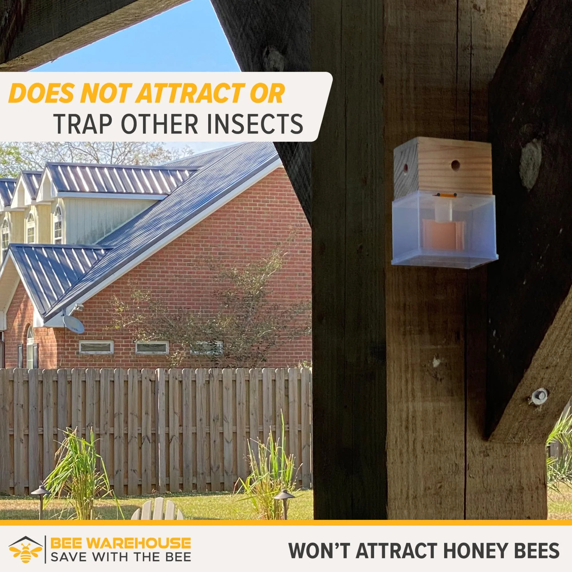 Bee Warehouse - Carpenter Bee Trap - Wood Boring Bee Trap - Unique Catch & Release Outdoor Carpenter Bee Trap - Includes Hanging Hardware & 5 Bee Dams - Image 6