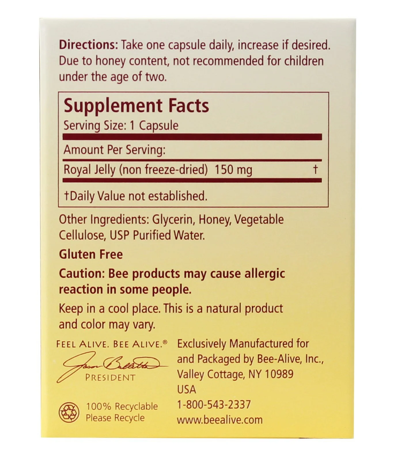 BeeAlive Royal Jelly Energy Formula Non Freeze-Dried 150mg 30 Capsules - Image 3