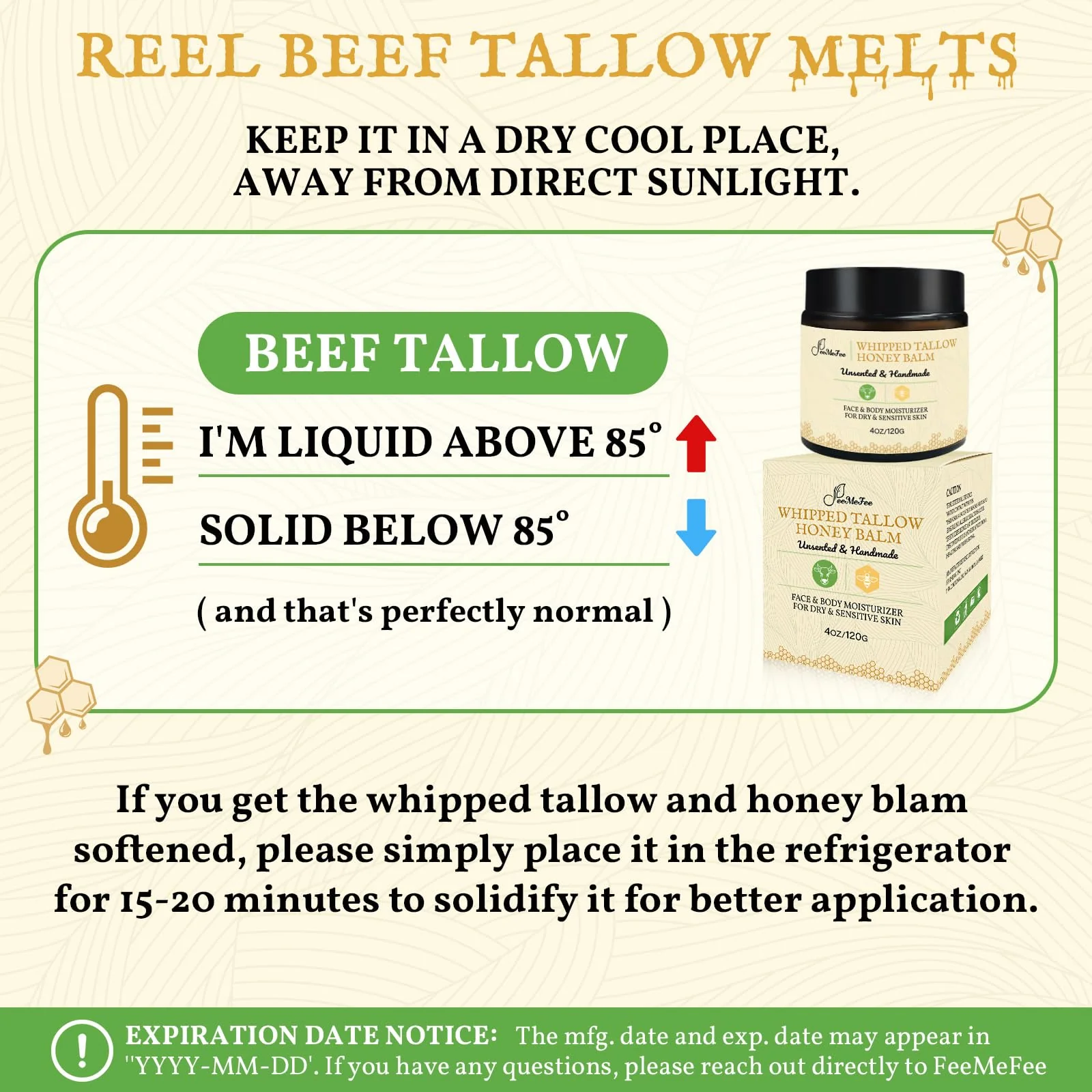 Beef Tallow for Skin 4oz | Tallow And Manuka Honey Balm | Unscented Tallow Face Moisturizer | Beef Tallow for Face | Organic Grass Fed Beef Tallow Balm | Whipped Beef Tallow Lotion Face Cream - Image 3