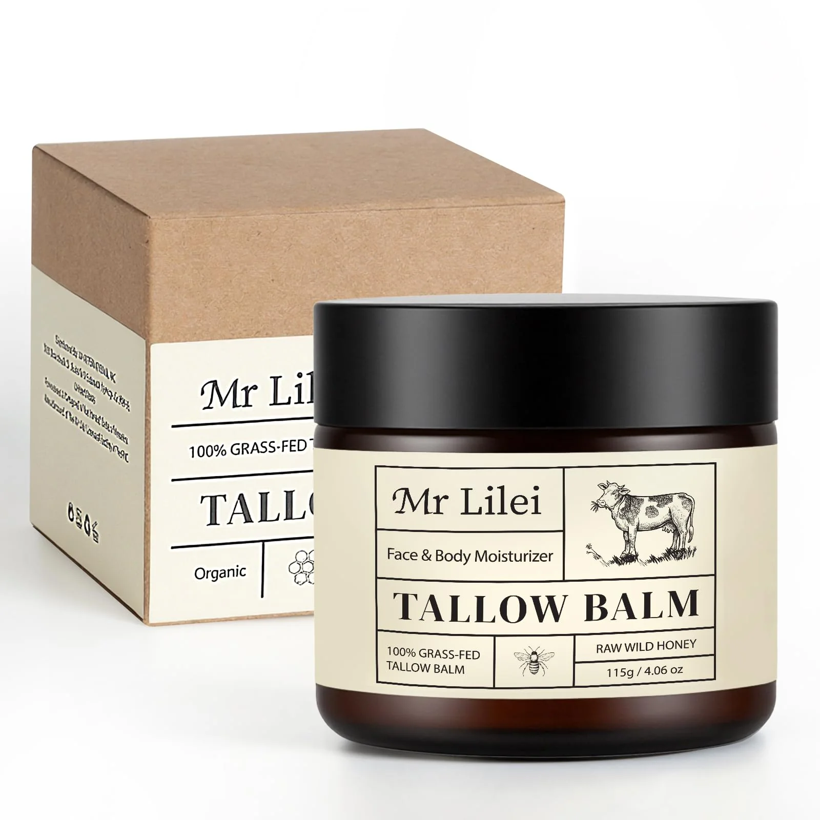 Beef Tallow for Skin, Grass-Fed Beef Tallow Balm, Handmade Whipped Beef Tallow Cream, Face Moisturizer & Body Butter Restores Skin Barrier, Soothes Dry Sensitive Skin, Beef Tallow Honey Balm Unscented - Image 2