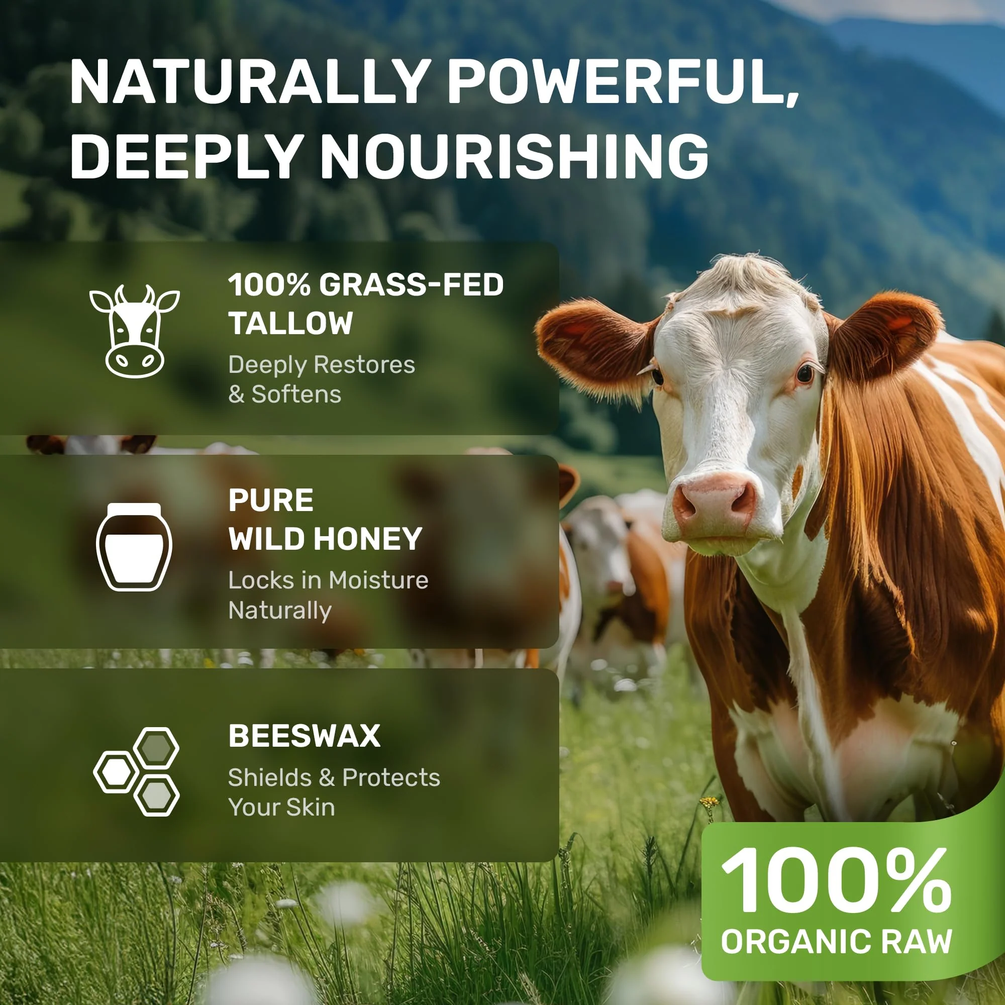 Beef Tallow for Skin – Grass Fed Whipped Tallow and Honey Balm, Face and Body Moisturizer with Beeswax and Wild Honey, 3-Ingredient Fragrance Free Non Comedogenic Formula for Dry Sensitive Skin - Image 9