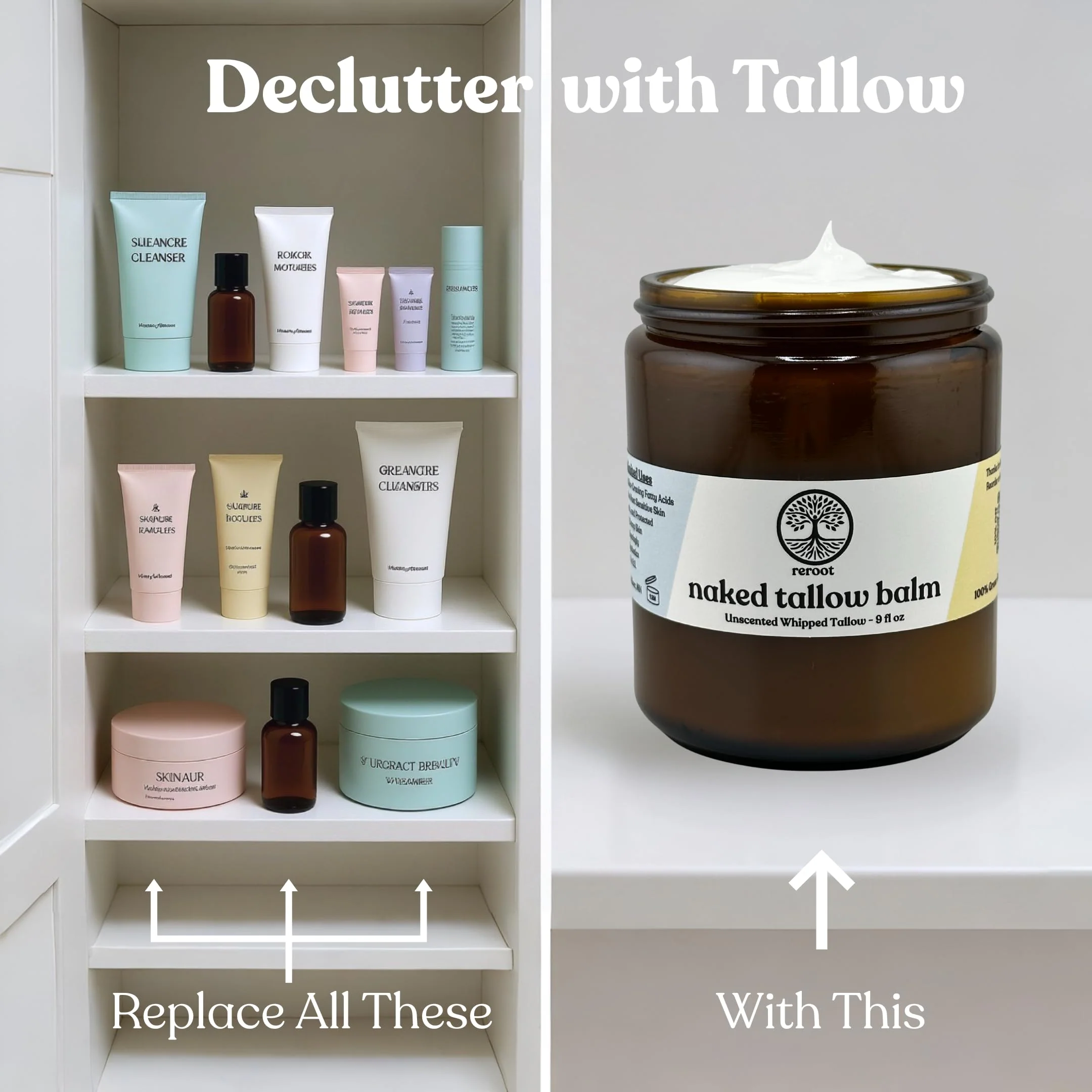 Beef Tallow for Skin - NAKED TALLOW BALM I 1 Ingredient - 100% Grass Fed Beef Tallow | Whole Body & Face | Whipped & UNSCENTED for Sensititve Dry Skin, Babies, Eczema, Psoriasis, Rosacea - Image 5