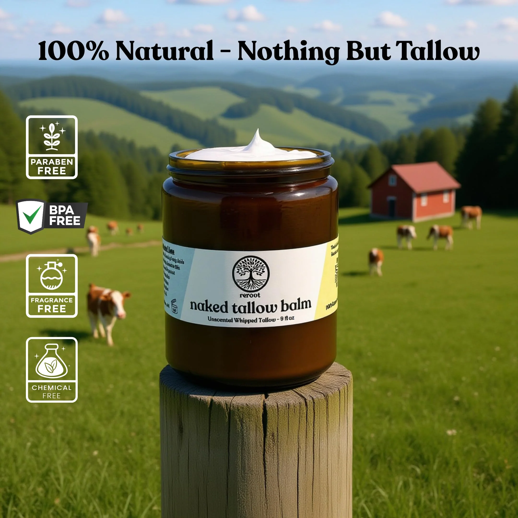 Beef Tallow for Skin - NAKED TALLOW BALM I 1 Ingredient - 100% Grass Fed Beef Tallow | Whole Body & Face | Whipped & UNSCENTED for Sensititve Dry Skin, Babies, Eczema, Psoriasis, Rosacea - Image 8