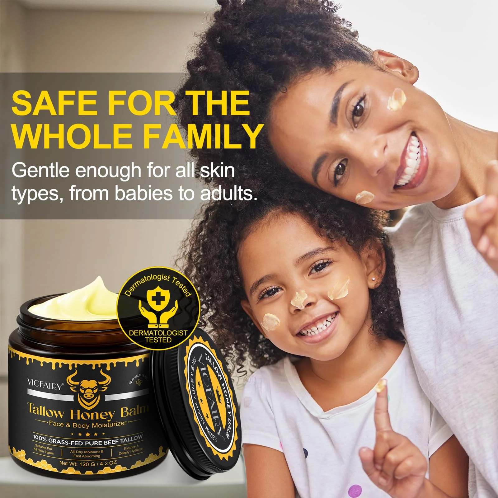 Beef Tallow for Skin, Whipped Tallow Honey Balm for Face -Grass Fed Beef Tallow & Raw Wild Honey - Organic Moisturizer for Soft, Smooth Skin- Light Scent, Moisturizing Natural Formula, 4.2 Oz - Image 5