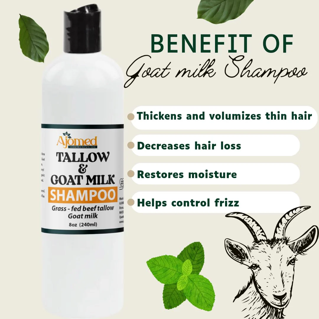 Beef Tallow & Goat Milk Shampoo and Conditioner Set - Handmade Hair Care for Thinning Relief, Sea Moss Shampoo and Conditioner, Thickening Formula for Hair Regrowth (Shampoo & Conditioner 8 Oz) - Image 2