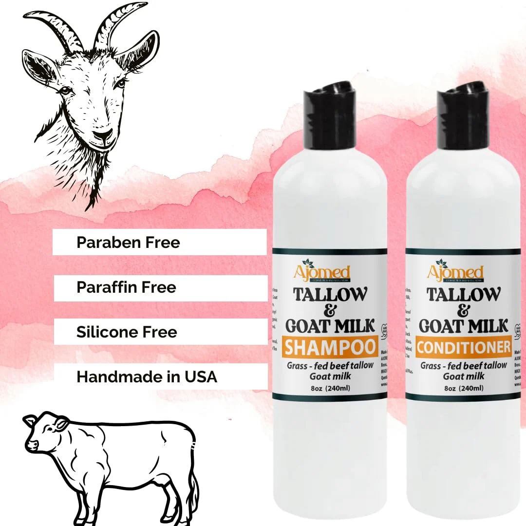 Beef Tallow & Goat Milk Shampoo and Conditioner Set - Handmade Hair Care for Thinning Relief, Sea Moss Shampoo and Conditioner, Thickening Formula for Hair Regrowth (Shampoo & Conditioner 8 Oz) - Image 3