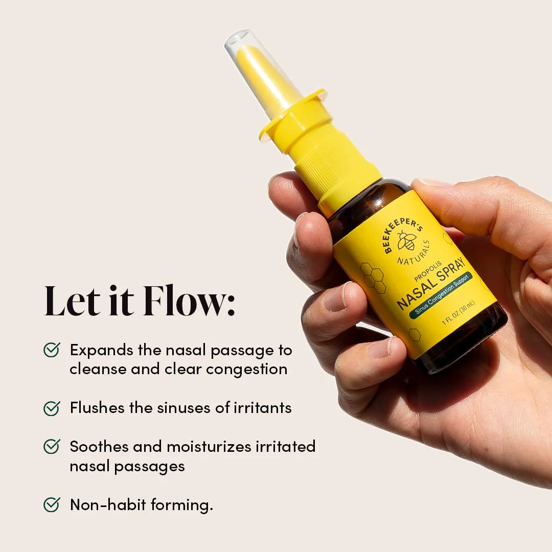 Beekeeper's Naturals Nasal Spray for Adults with Propolis, Xylitol & Saline, Clears Nasal Congestion, Moisturizes Sinus Canal, & Decongest Sinus Cavities, 1 fl oz(Pack of 2) - Image 4