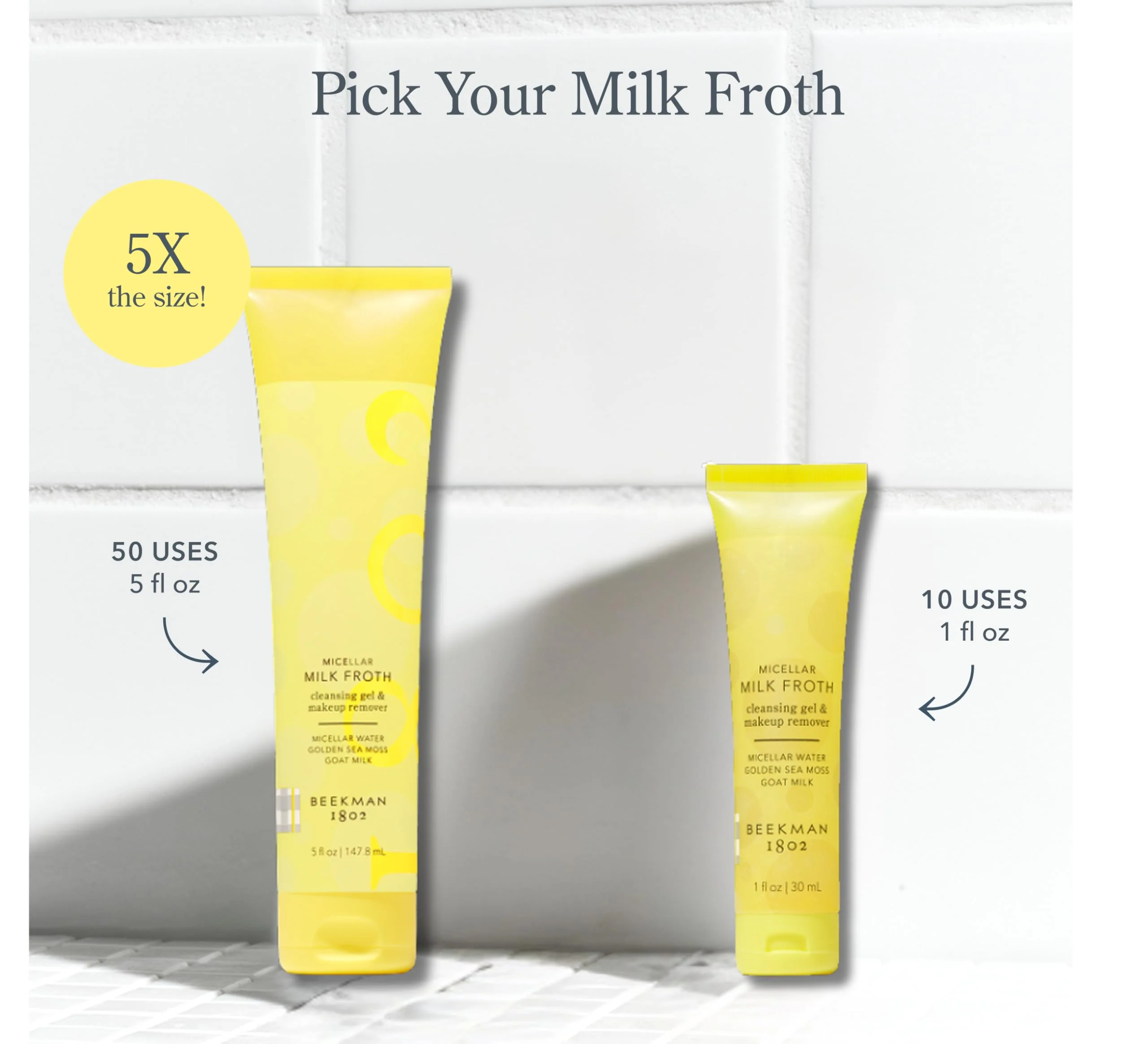 Beekman 1802 Micellar Milk Froth Face Wash – Hydrating Gel to Foam Facial Cleanser & Makeup Remover with Goat Milk & Golden Sea Moss, Gentle Foaming Face Wash for Sensitive Skin, 5 Fl Oz - Image 2
