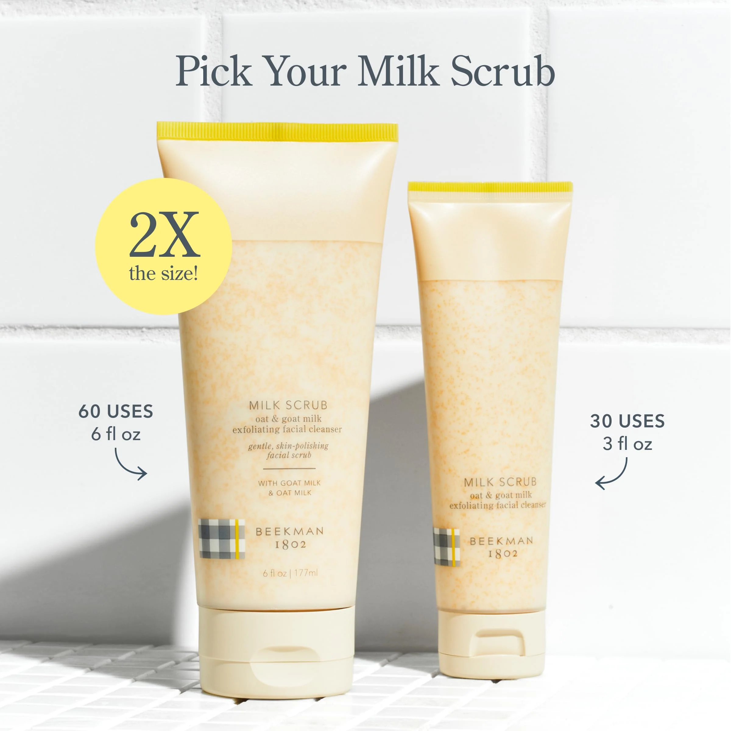 Beekman 1802 Oat & Goat Milk Exfoliating Face Wash & Facial Scrub – Gentle Pore Minimizing Exfoliating Cleanser with Jojoba Beads, Daily Face Wash for Sensitive Skin – Travel Size - Image 5