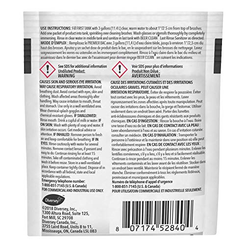 BEER CLEAN 990224 Low Suds Glass Cleaner, Restaurant Barware & Glassware Cleaner for Auto Brush, Powder Packets, 0.5-Ounce (Pack of 100) - Image 7