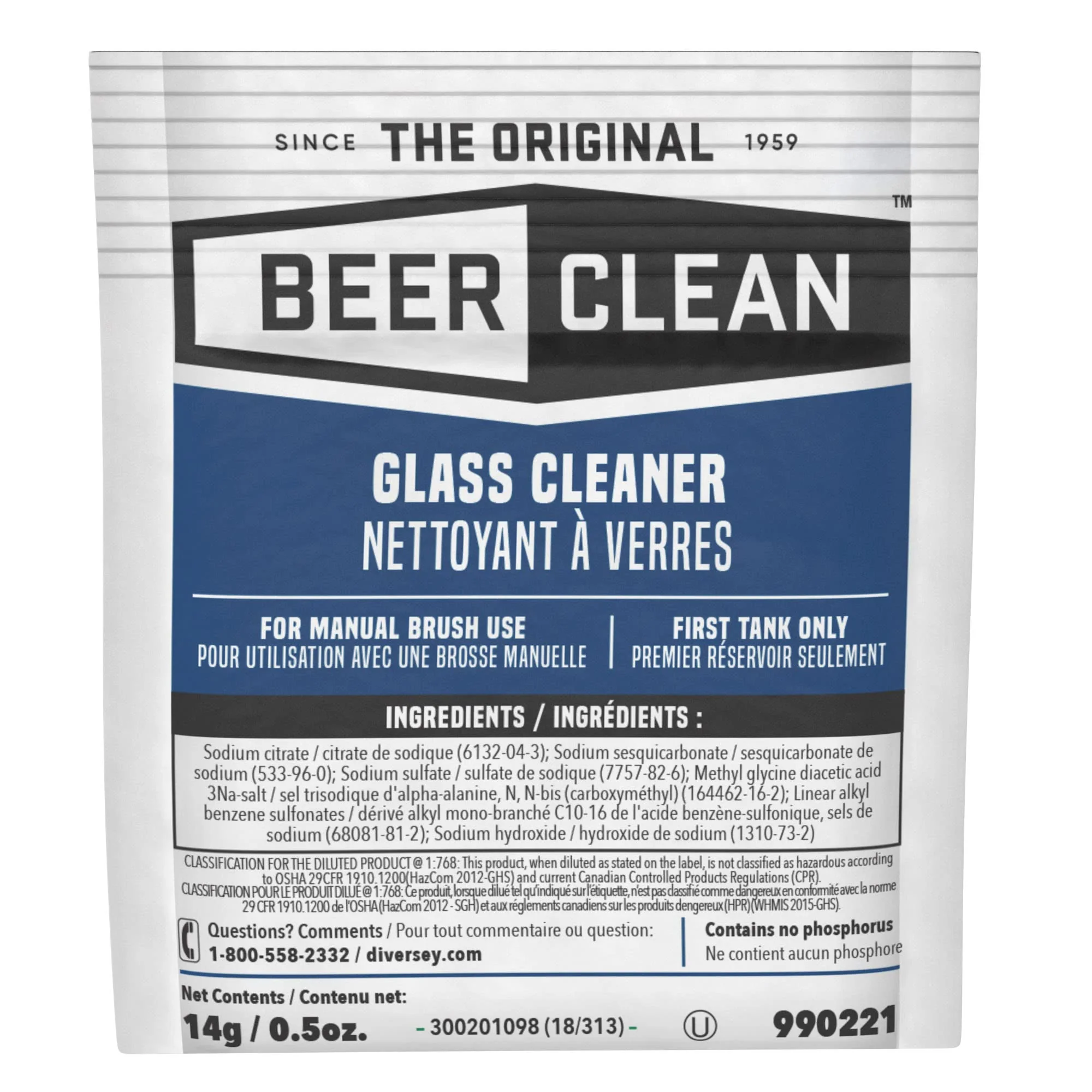 BEER CLEAN Diversey Bar Glass Cleaner, 0.5 oz Packets (100-Pack) – Concentrated Powdered Compound for Hot/Cold Water, Odorless Detergent, No Residue, Use for Manual Brush 3-Sink Systems, 990221 - Image 6