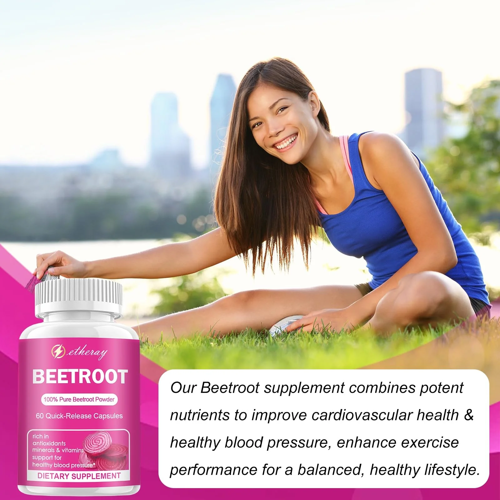 Beet Root Capsules - 1300mg Organic Pure Beetroot Beets Powder 60 Capsules-30 Days Supply | Natural & Vegan Supplement - Image 2