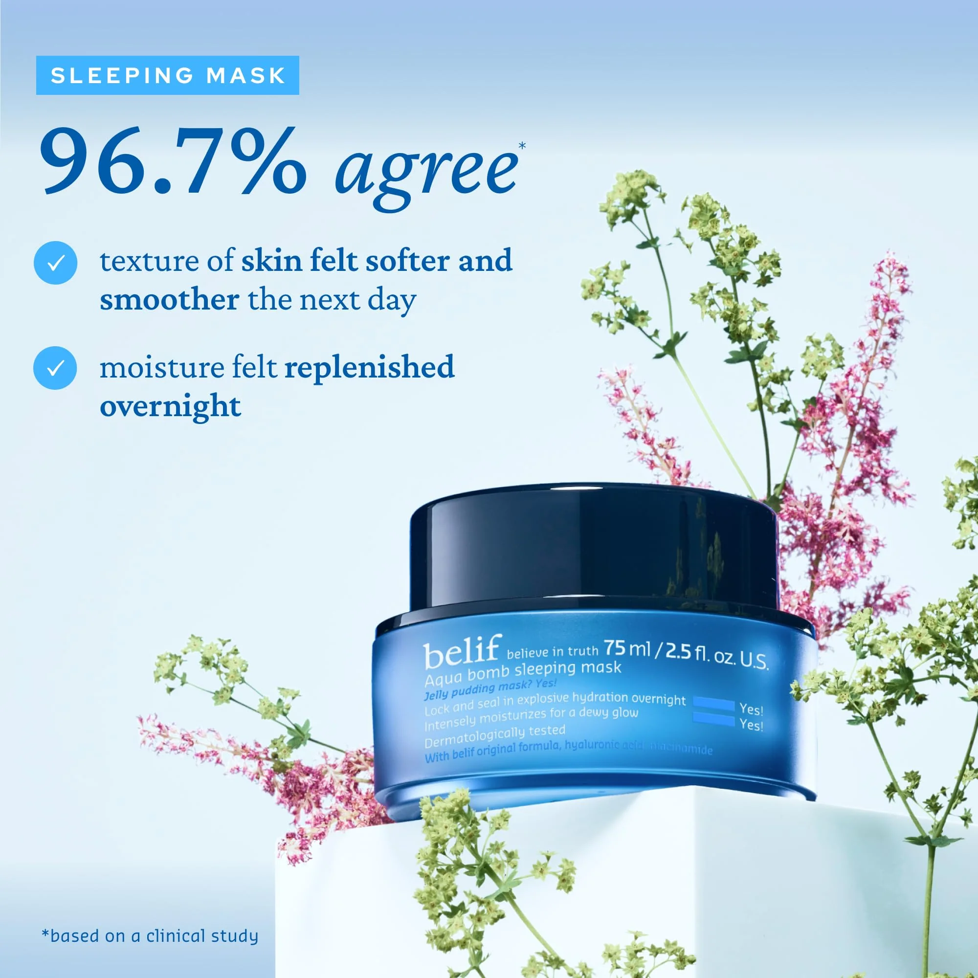 belif Vitamin E Jelly Overnight Mask – Hydrating & Plumping Face Moisturizer with Red Algae & Jojoba Oil, Deep Repair for Glass Skin, Korean Sleeping Mask for Intense Hydration & Radiance, 2.53 fl oz - Image 4