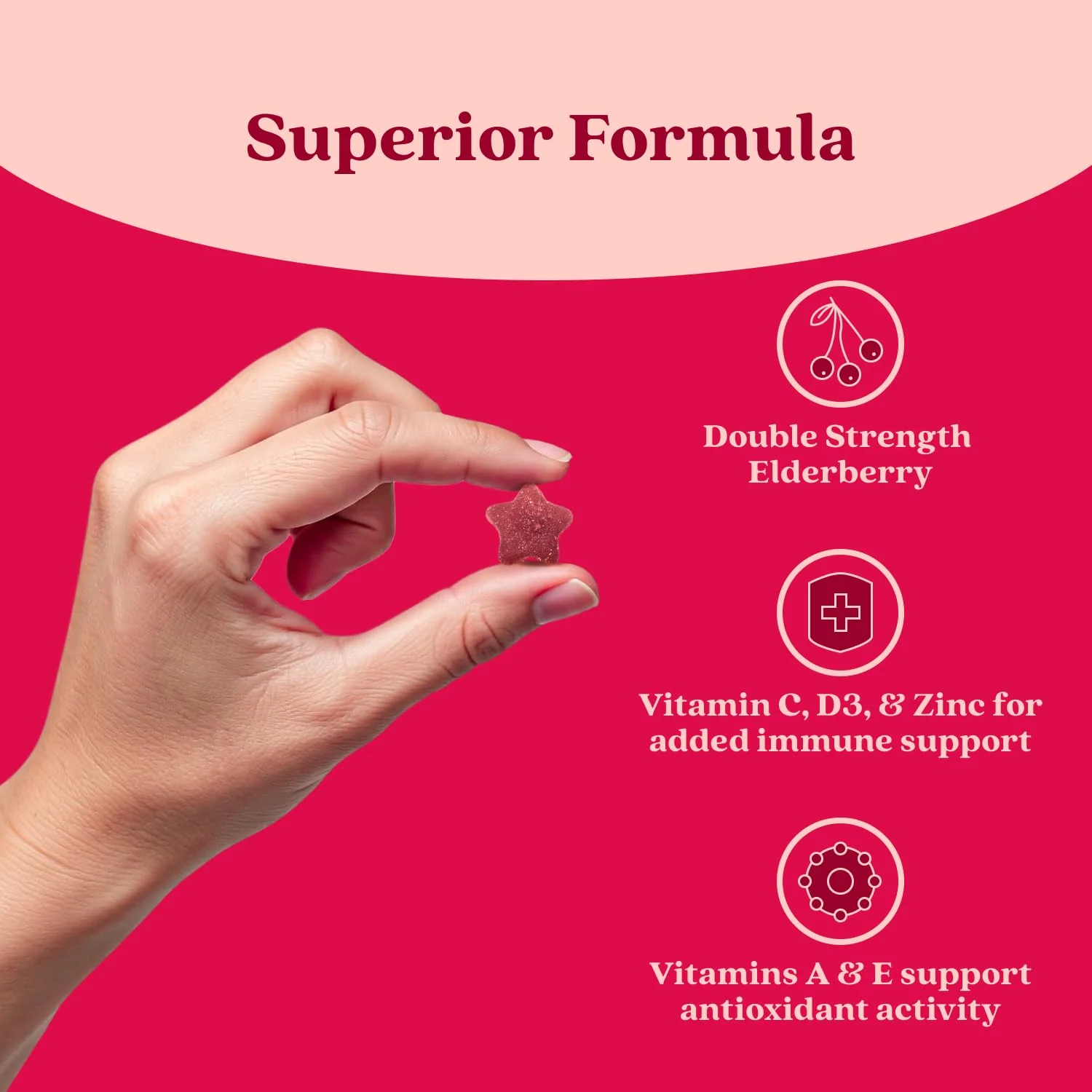 BeLive Elderberry Gummies with Vitamin C, D3 and Zinc - Multivitamin Supplement for Immune Health Support for Kids & Adults - 50 Count - Raspberry Flavor - Image 3