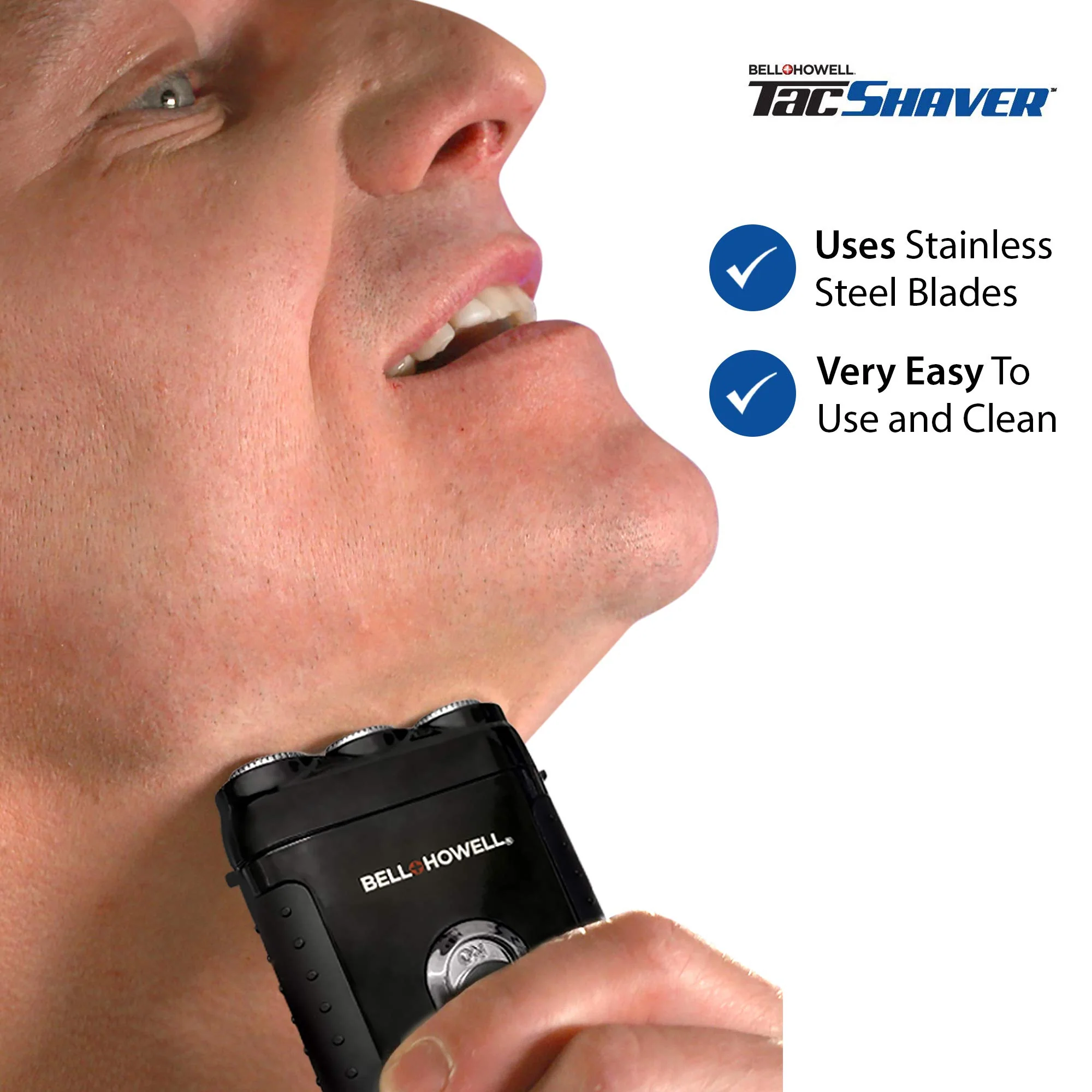 Bell+Howell Tacshaver 3D Rechargeable Rotary Shaver for Men with Pop-up Trimmer for Sideburns, Moustache and Beard, Waterproof, Portable, and Cordless Electric Razor As Seen On TV (Deluxe) - Image 5