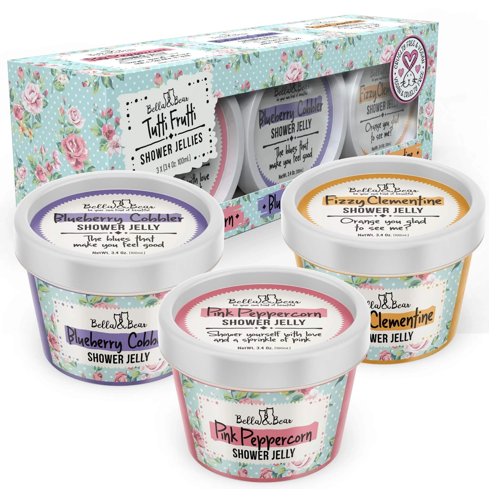 Bella & Bear Tutti Frutti Shower Jellies, Cute Gifts for Teenage Girls and Tweens, Pack of 3 x 3oz