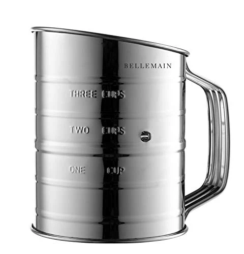 Bellemain 3 Cup Flour Sifter for Baking Fine Mesh Rotary Hand Crank with Loop Agitator for Quick Sifting, Flour Sifter Stainlees Steel - Image 2