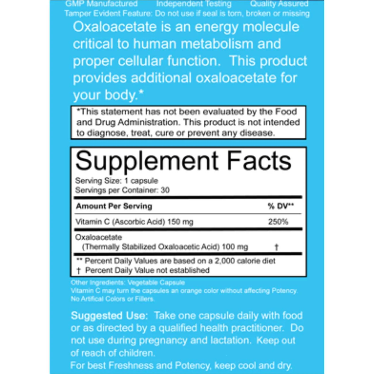 Benagene Oxaloacetate Supplement - Supports Cellular Energy - Thermally Stabilized with Vitamin C - Non-GMO & Vegan - 30 Servings, Once Daily - Image 2
