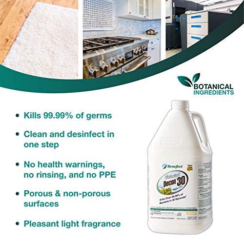 Benefect Botanical Decon 30 Disinfectant Cleaner - All Natural Formula for Effective Cleaning Power - Ideal for Restoration Jobs & Water Damage - 4 Gallons (4 Pack of 1-Gallons) - Image 5