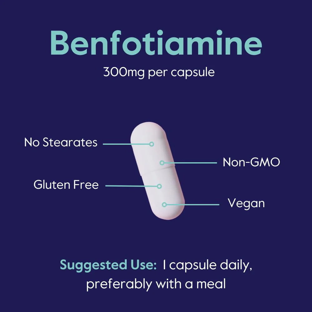 Benfotiamine 300mg (120 Vegetarian Capsules) (60x2) No Stearates - No Silicon Dioxide - Vegan - Non GMO - Gluten Free - Image 4