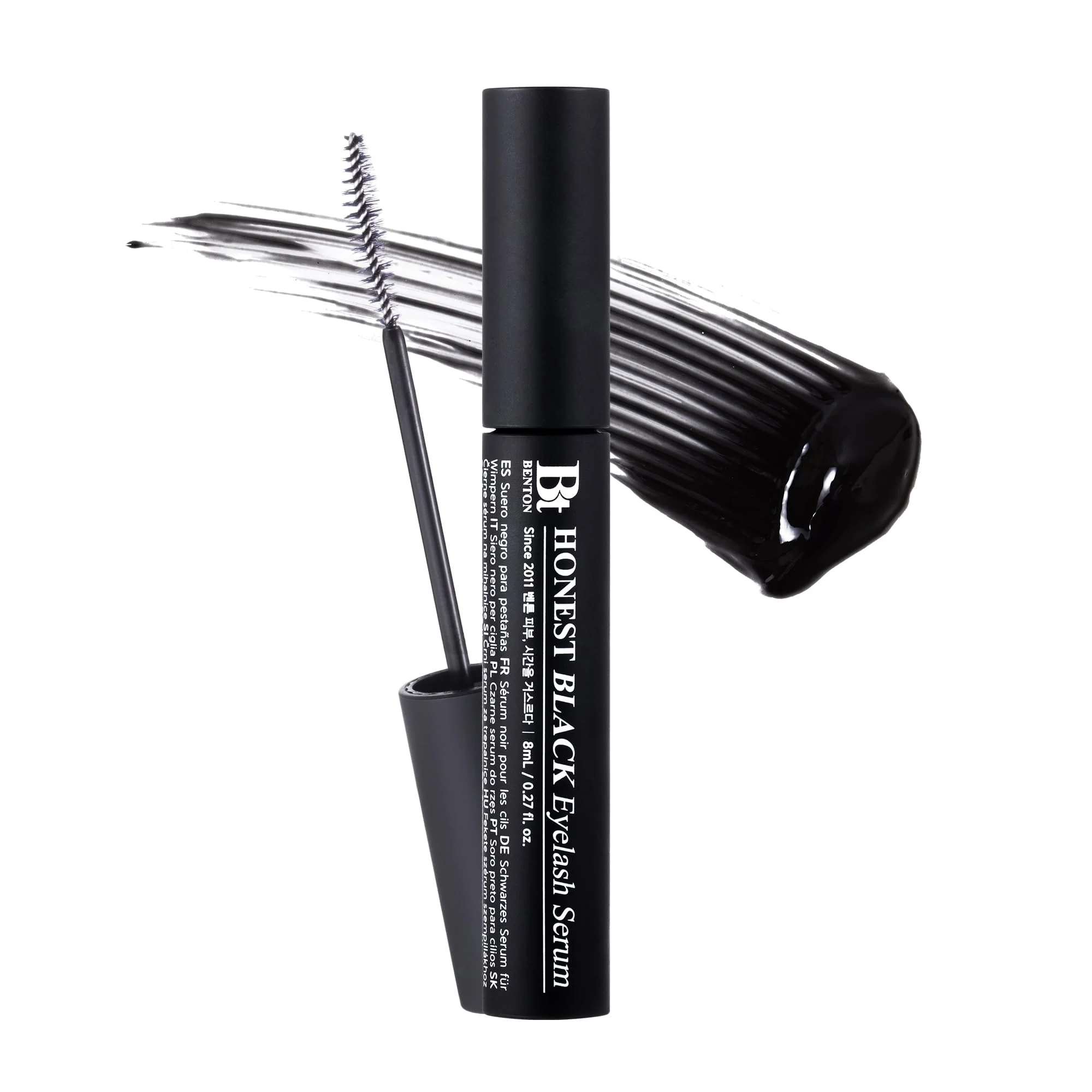 BENTON Honest Black Eyelash Serum - Eyelash Growth Serum for Thicker, Fuller Lashes - Creating a Makeup Look with Black Tint, 0.27 fl. Oz