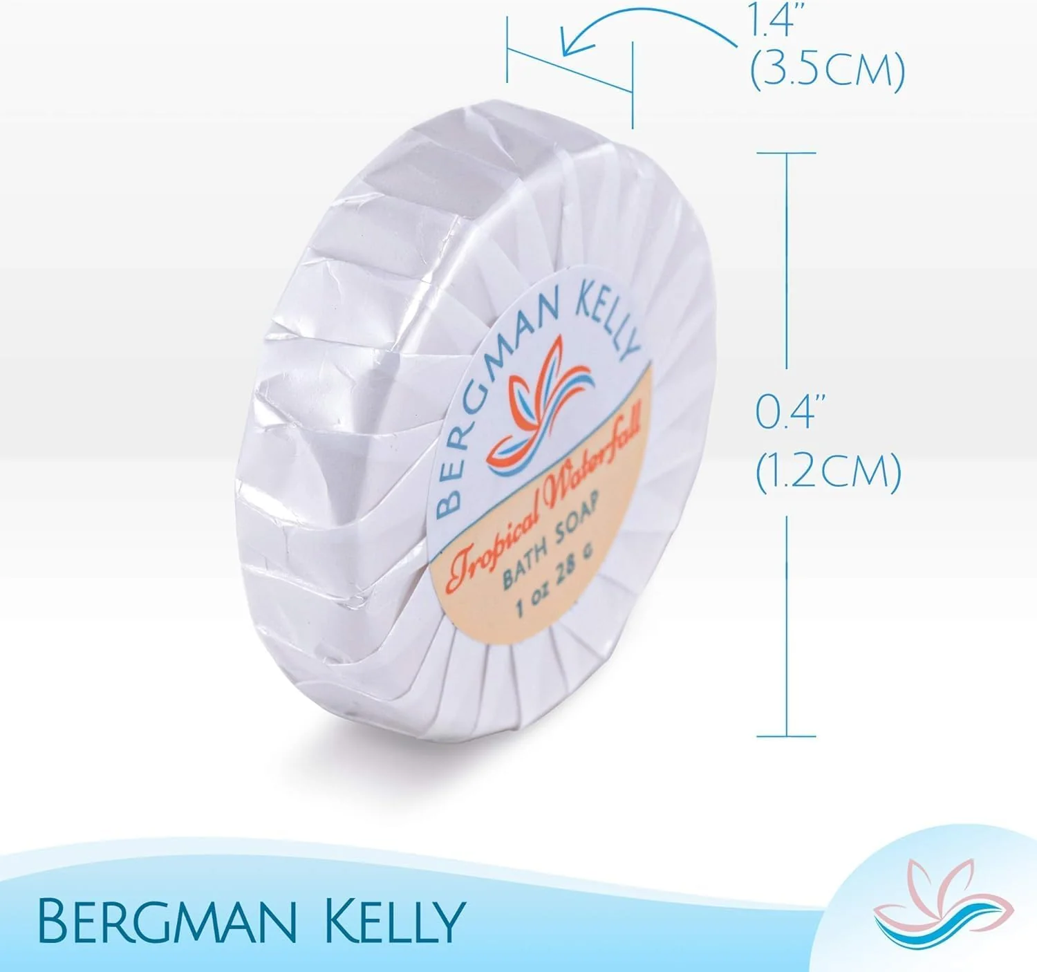 BERGMAN KELLY - Hotel Soap Bars in Bulk - Tropical Waterfall, 1 oz, 100 PK - Small Individually Wrapped Round Soap - Travel Size Mini Toiletries for Airbnb, Motel, Guest Bathroom - Image 6