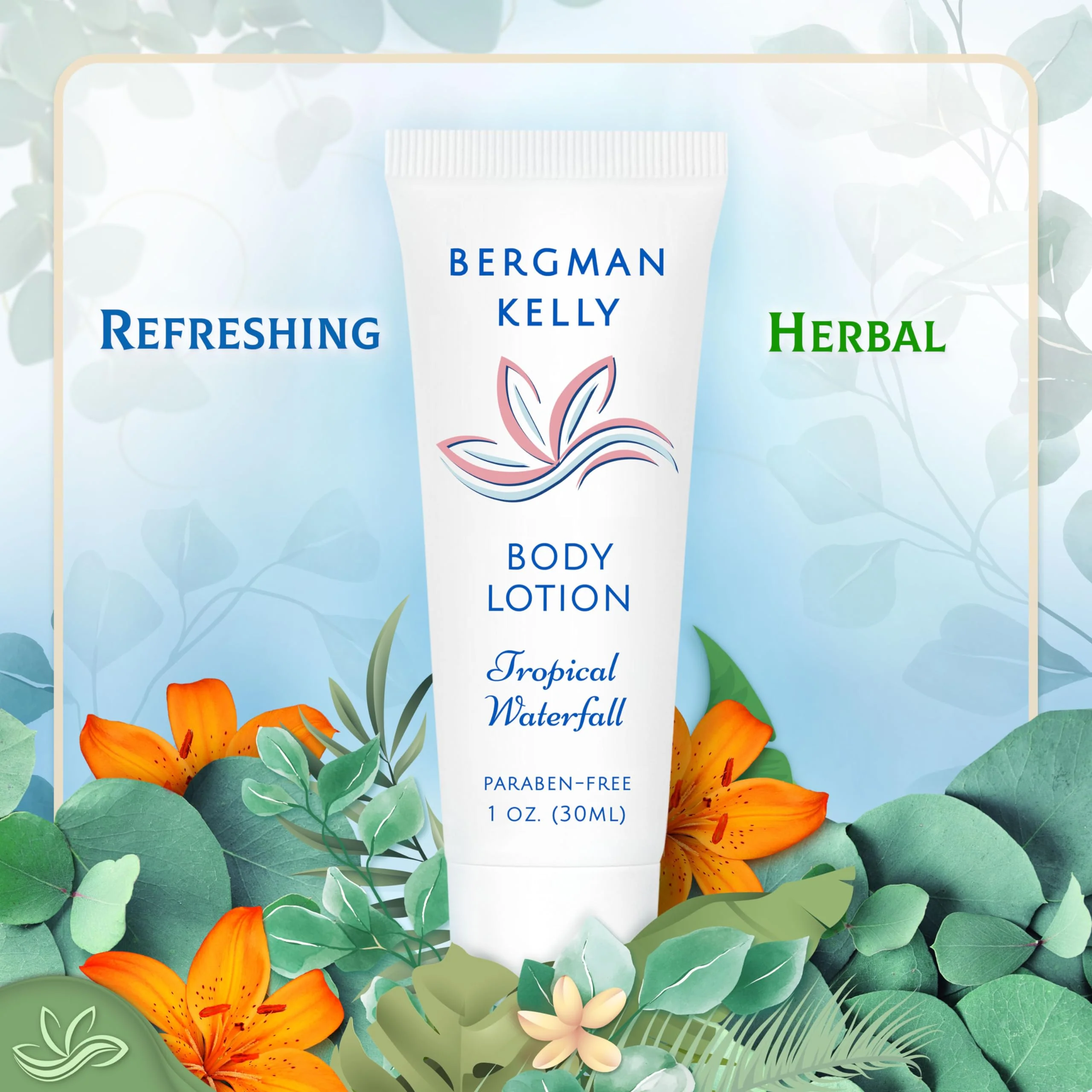 BERGMAN KELLY - Travel Size Lotion - 1 fl oz, 200 PK, Tropical Waterfall - Delight Your Guests w/Invigorating & Refreshing Body Lotion - Quality Mini & Small Size Guest Hotel Toiletries in Bulk - Image 5