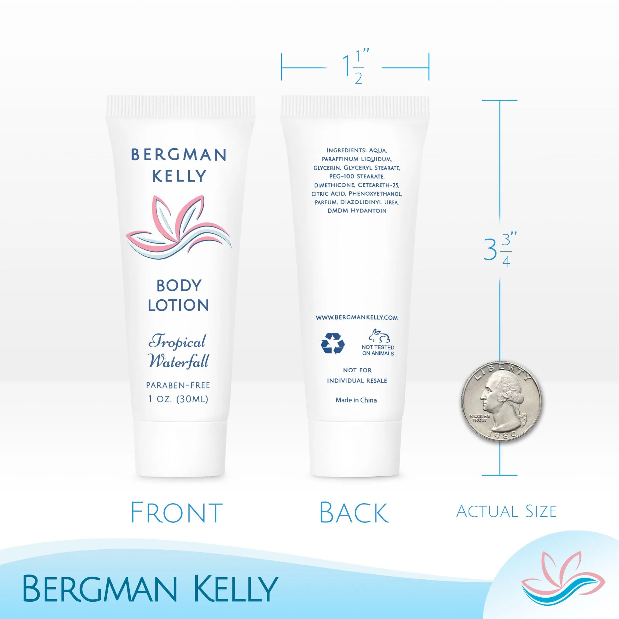 BERGMAN KELLY - Travel Size Lotion - 1 fl oz, 200 PK, Tropical Waterfall - Delight Your Guests w/Invigorating & Refreshing Body Lotion - Quality Mini & Small Size Guest Hotel Toiletries in Bulk - Image 6