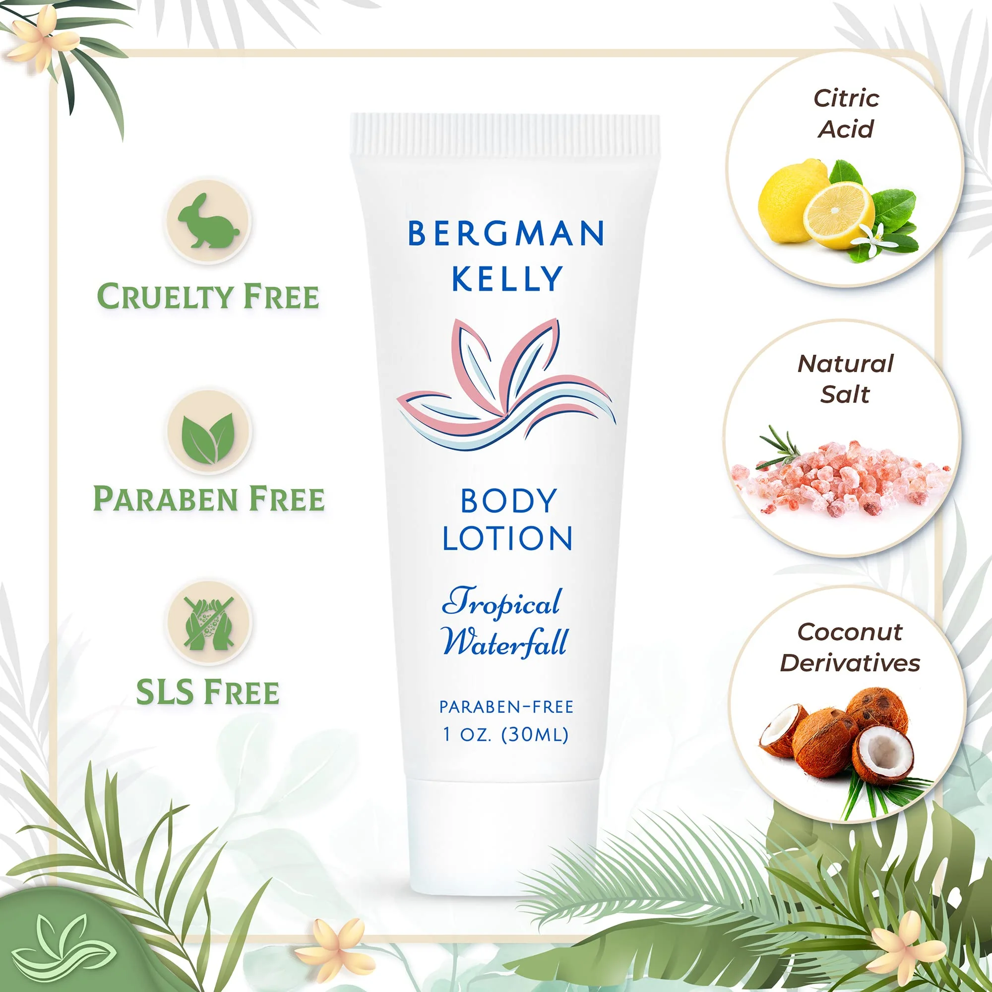 BERGMAN KELLY - Travel Size Lotion - 1 fl oz, 200 PK, Tropical Waterfall - Delight Your Guests w/Invigorating & Refreshing Body Lotion - Quality Mini & Small Size Guest Hotel Toiletries in Bulk - Image 7