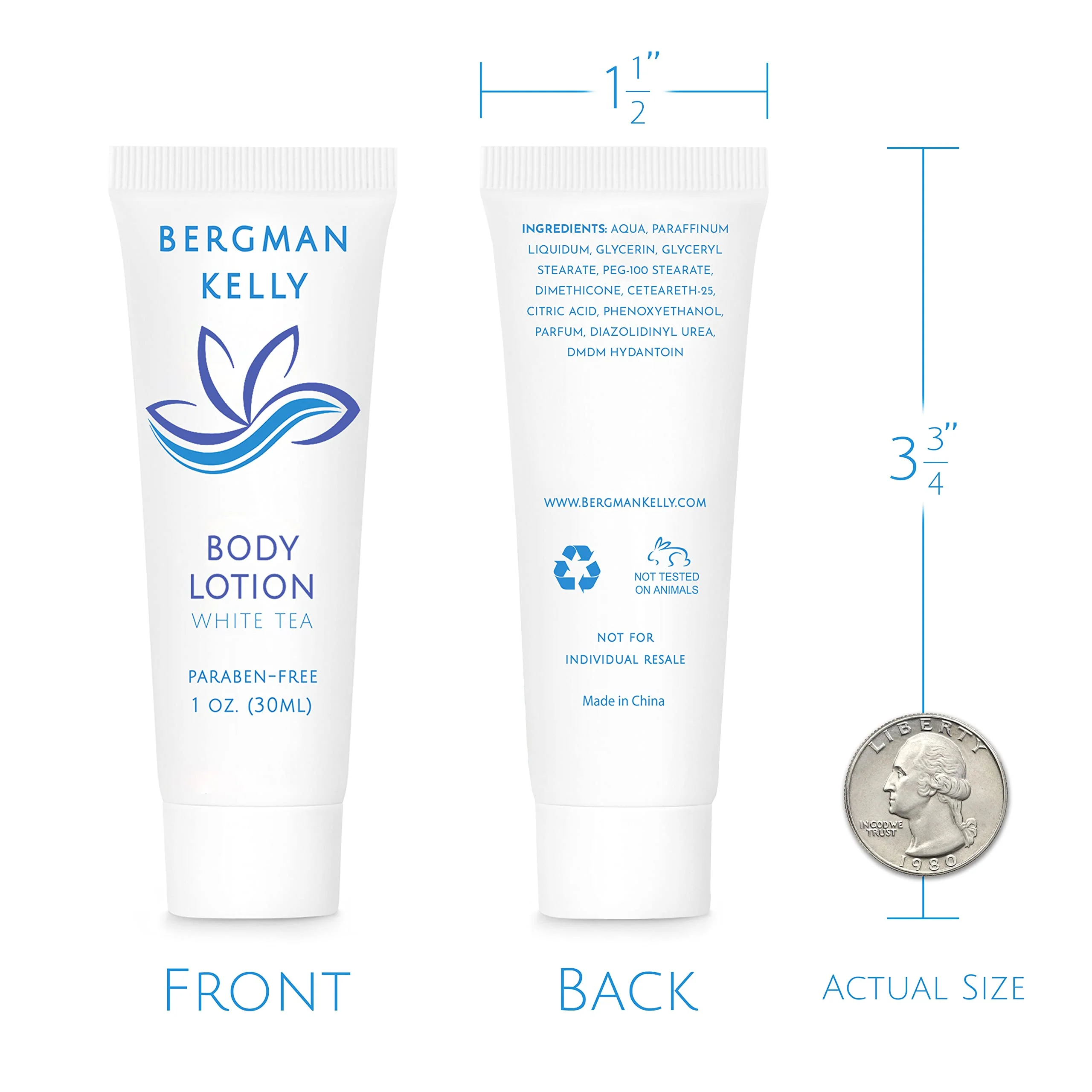 BERGMAN KELLY - Travel Size Lotion - 1 fl oz, 200 PK, White Tea - Delight Your Guests with Invigorating and Refreshing Body Lotion - Quality Mini and Small Size Guest Hotel Toiletries in Bulk - Image 4