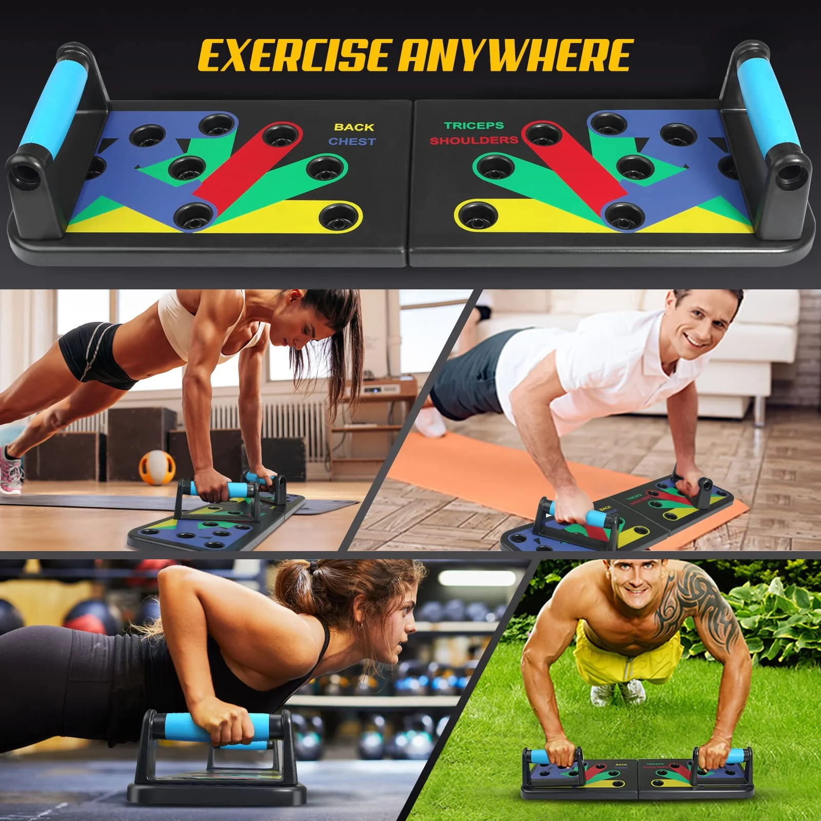 Berleng Push Up Board. 28 in 1 Pushups Fitness Stands Push Up Handles for Floor Portable Strength Training Home Gym at Home Workout Equipment for Man and Women - Image 2
