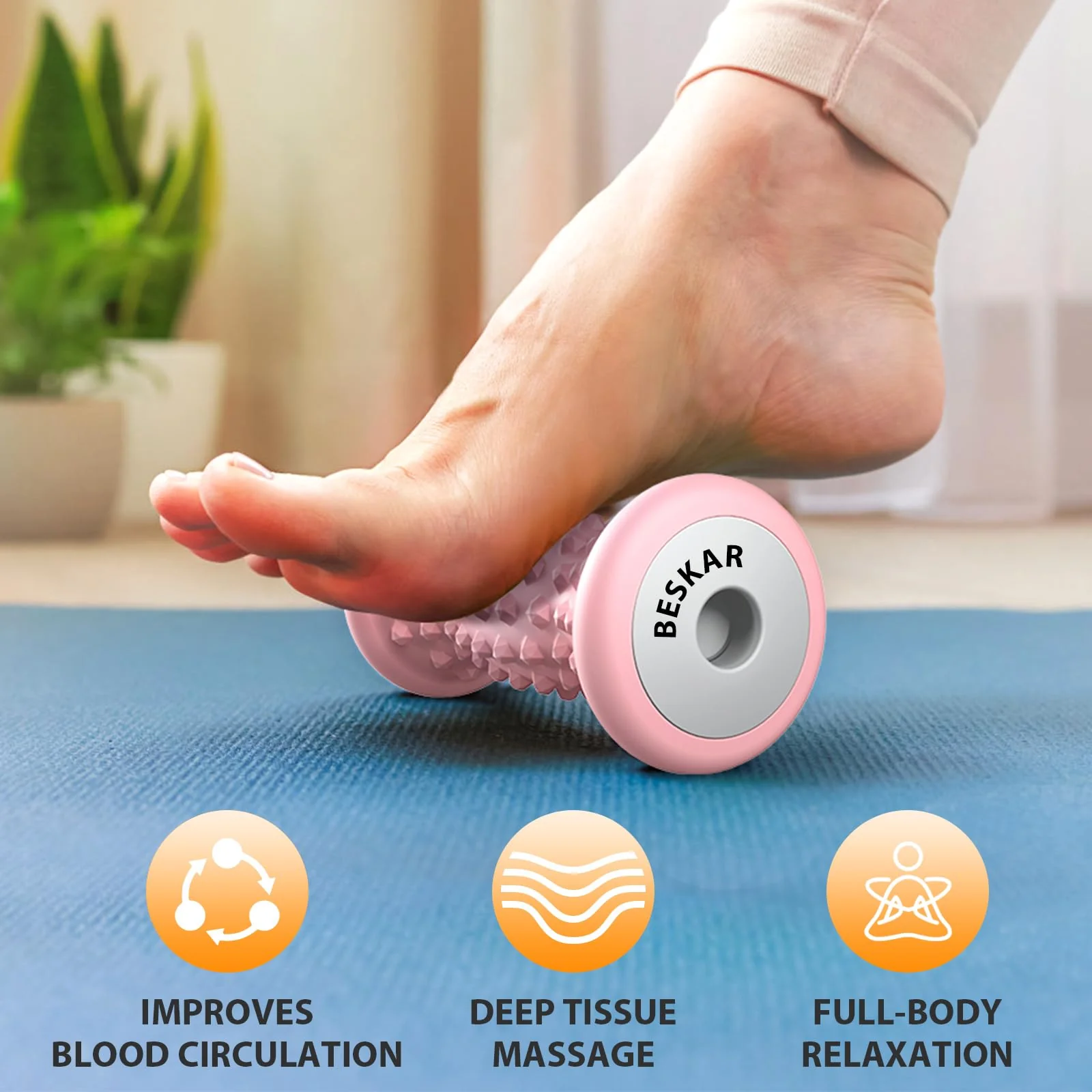 BESKAR Foot Massager Roller for Plantar Fasciitis Relief, Portable Feet Roller to Deep Tissue Muscle Massage, Foot Arch and Heel Pain, Reflexology Tool - Image 2