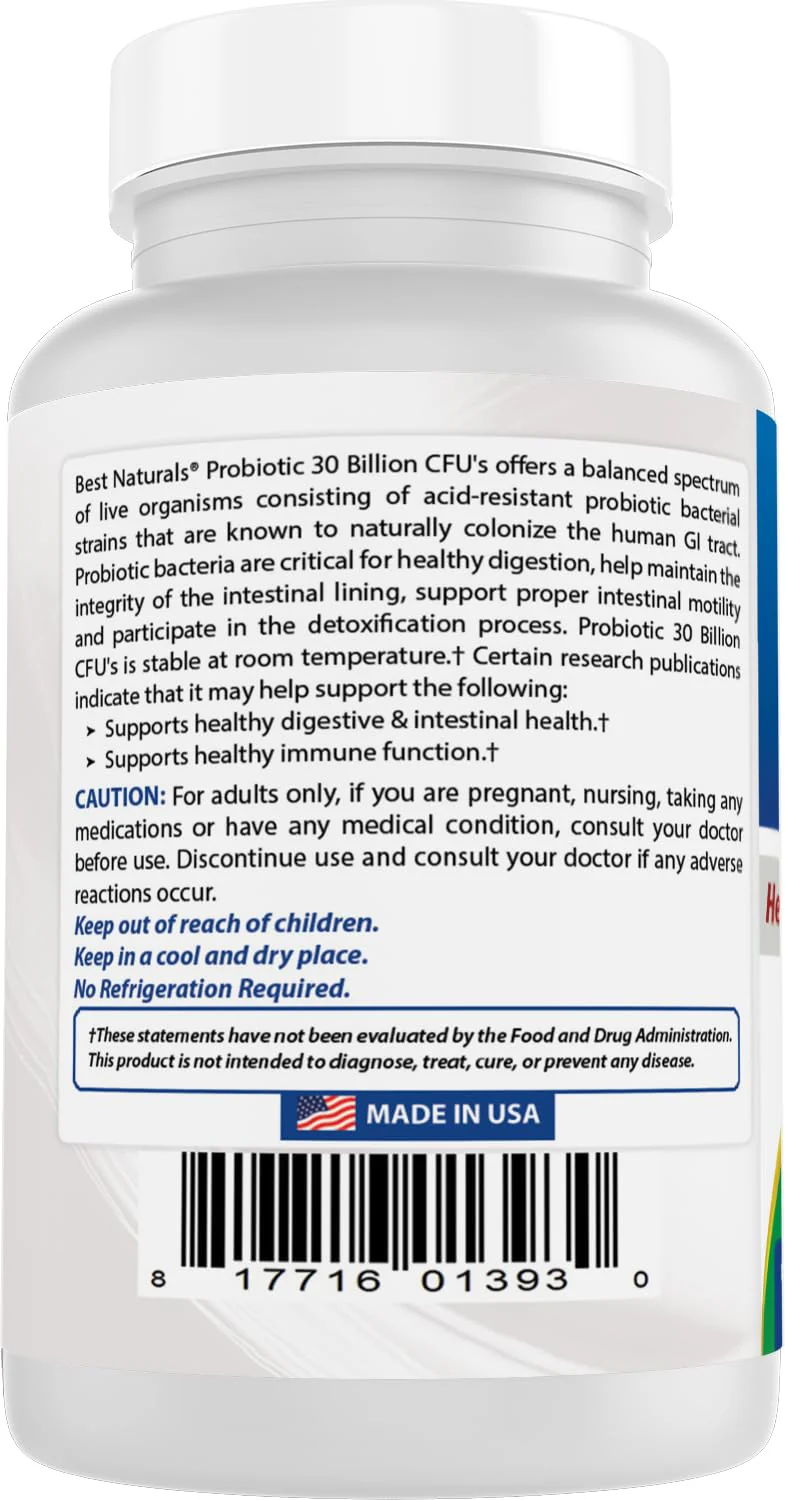 Best Naturals Probiotic 10 Strains 30 Billion Shelf Stable 120 Veggie Caps (120 Count (Pack of 2)) - Image 2