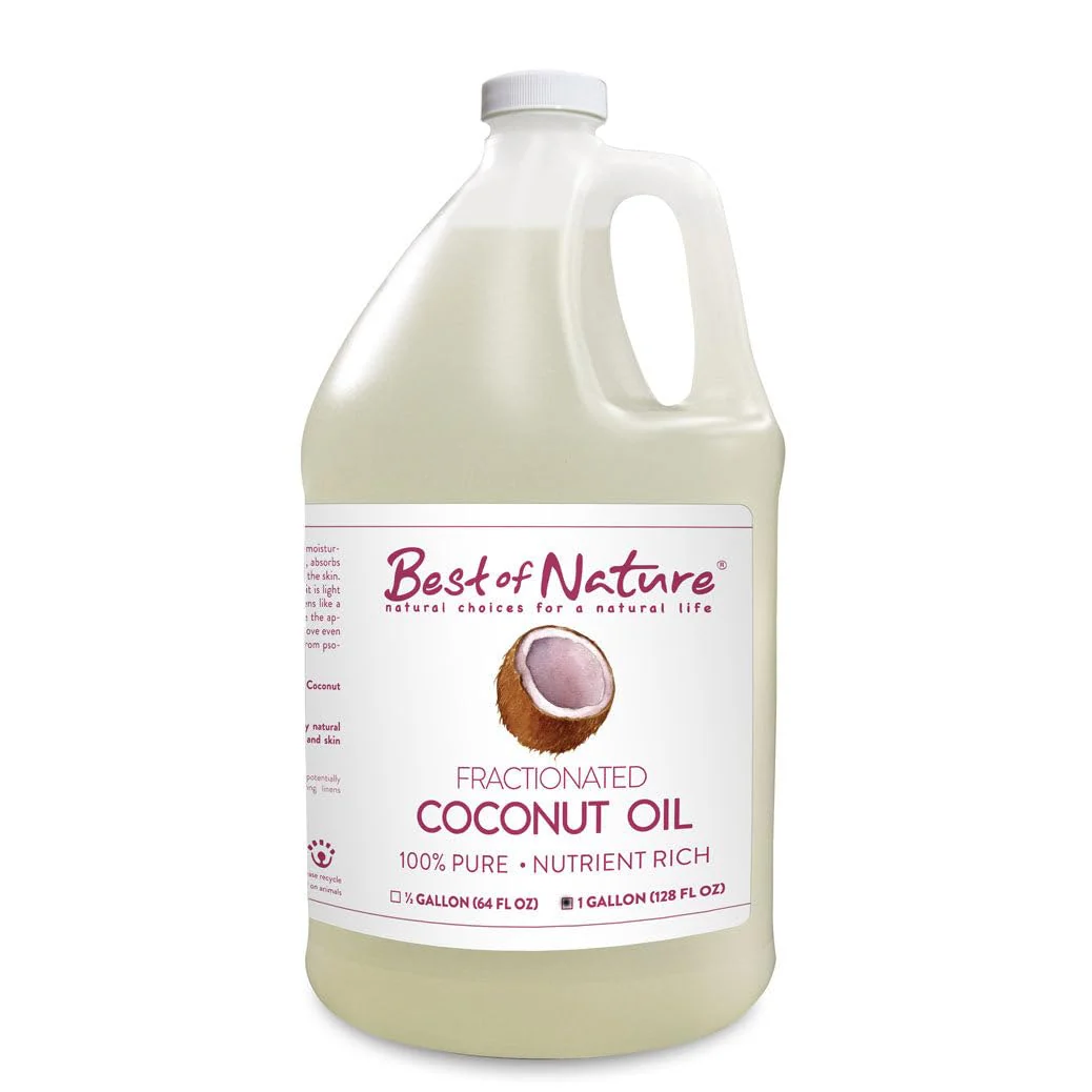 Best of Nature 100% Pure Fractionated Coconut Oil - Natural Massage Oil, Unscented Moisturizer for Men and Women, for Skincare and Hair Care, Carrier for Essential Oils, Gallon (128 fl oz)