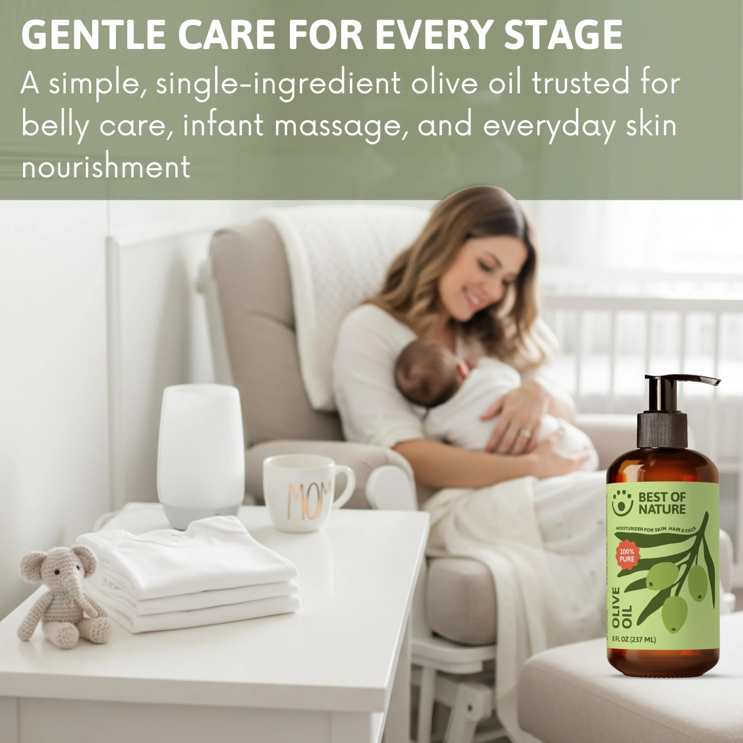 Best of Nature 100% Pure Olive Massage & Body Oil – Cold Pressed, Natural & Unscented Moisturizer for Skin, Hair & Bath, 8 fl oz - Image 9