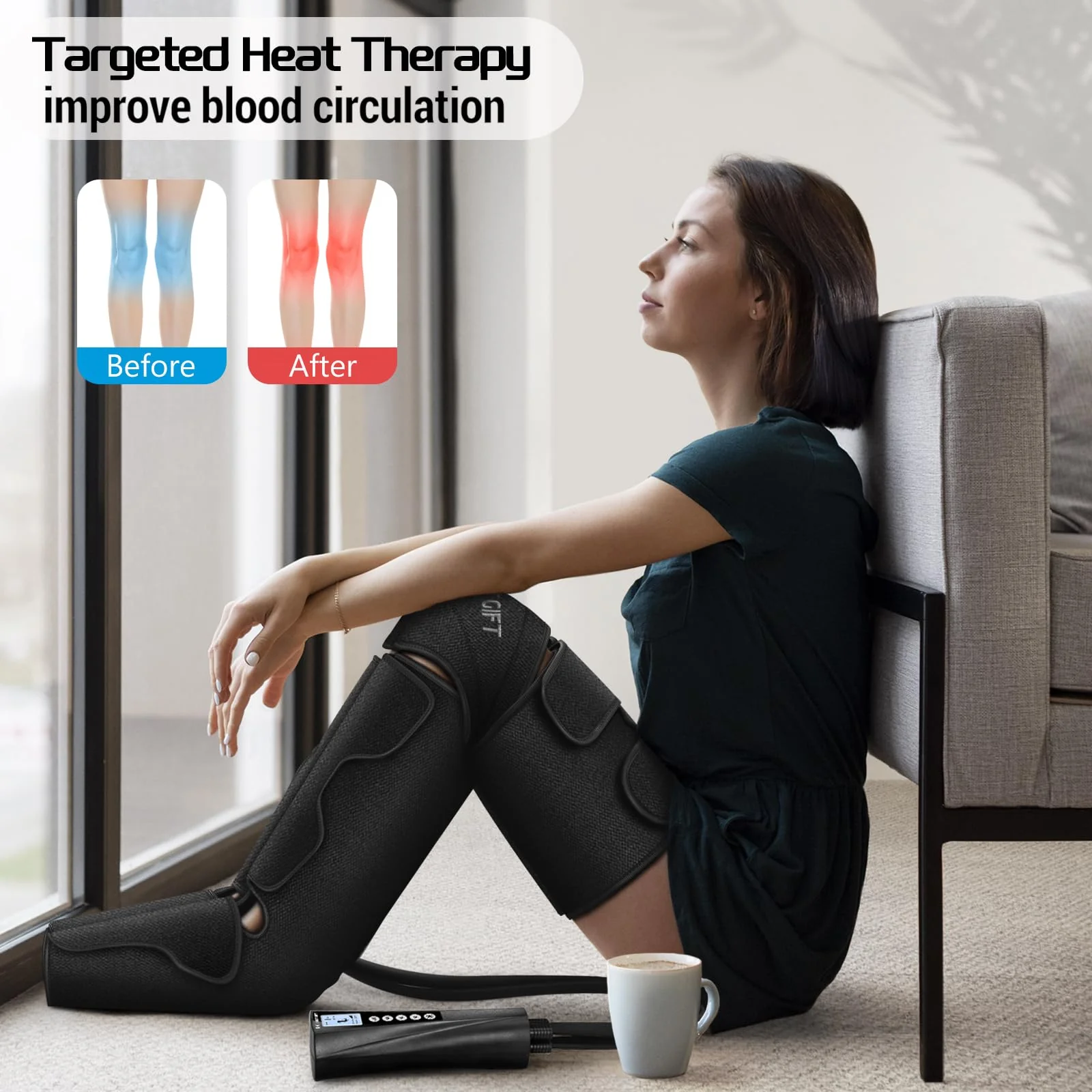 Bestgift Christmas Gifts for Men, Women, Mom, Dad, Mother's Day, Father's Day, Air Compression Massager with Heat for Foot, Leg, Calf, Thigh, Knee, Helpful for Muscle Fatigue, Cramps, Swelling, Edema - Image 7
