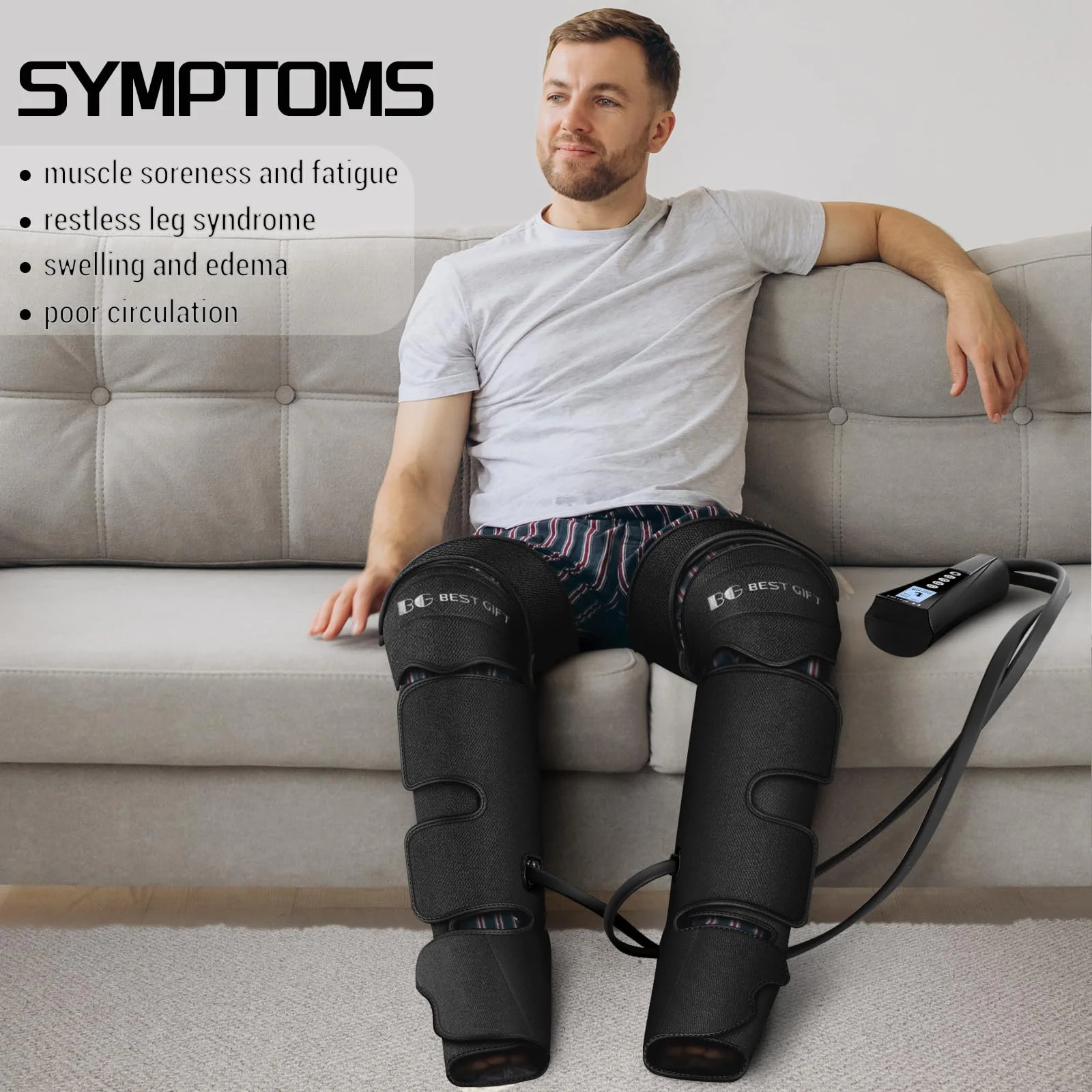 Bestgift Christmas Gifts for Men, Women, Mom, Dad, Mother's Day, Father's Day, Air Compression Massager with Heat for Foot, Leg, Calf, Thigh, Knee, Helpful for Muscle Fatigue, Cramps, Swelling, Edema - Image 8