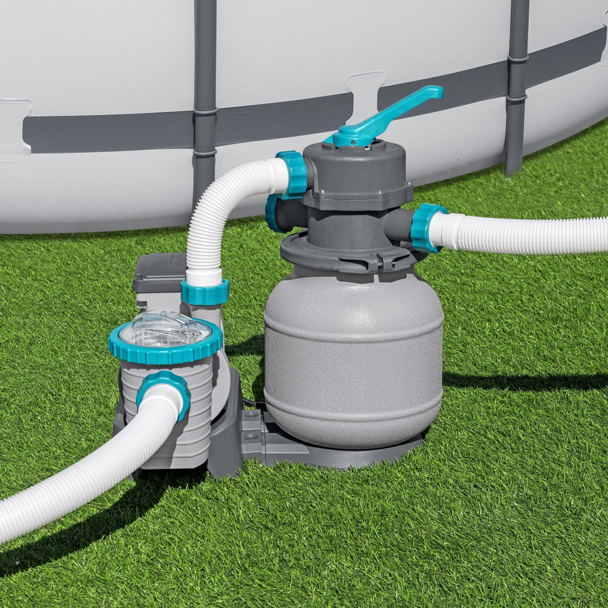 Bestway 1,500 Gallon Sand Filter Pump for 300 to 11,200 Gallon Above Ground Outdoor Swimming Pools with ChemConnect Clean Water Dispenser - Image 7