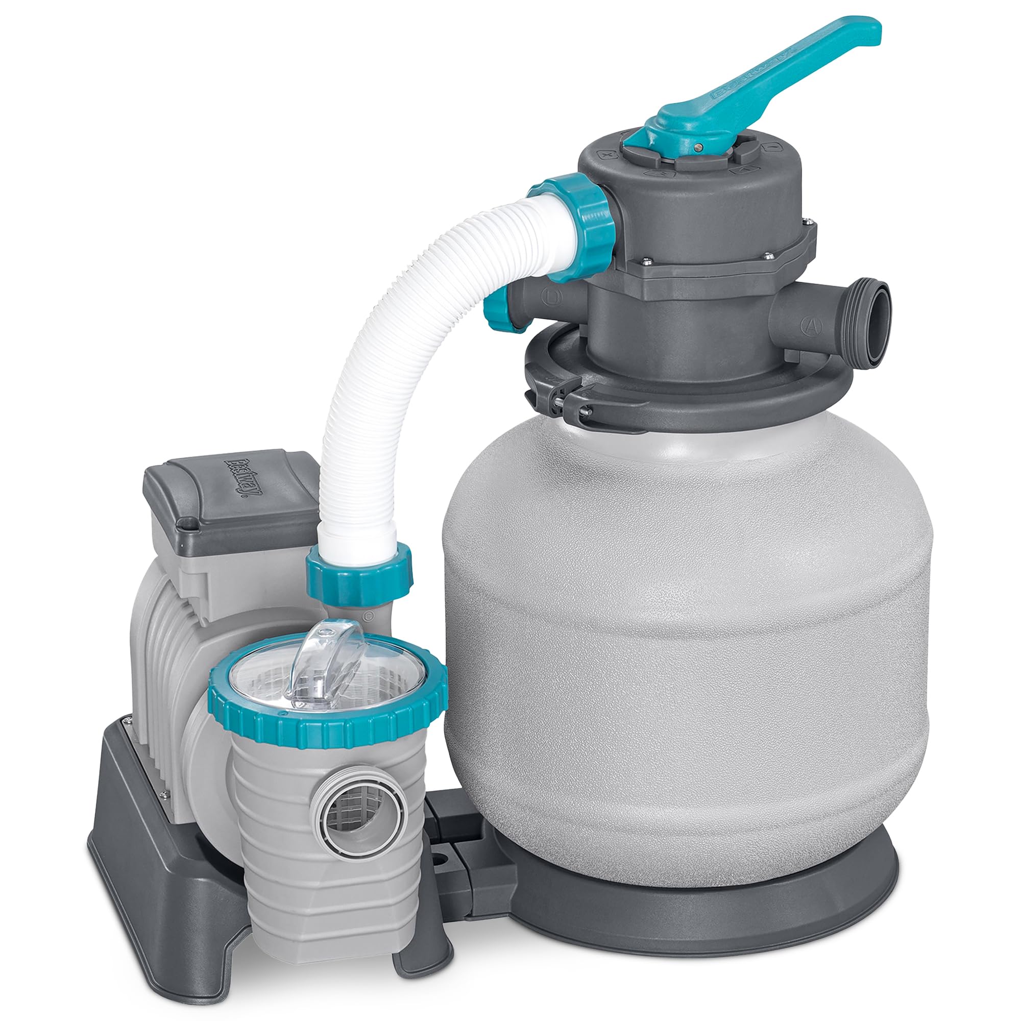 Bestway 2,200 Gallon Sand Filter Pool Pump for Above Ground Swimming Pools up to 14,400 Gallons with Pre-Filter Strainer Basket & Valve Adapter Set - Image 2