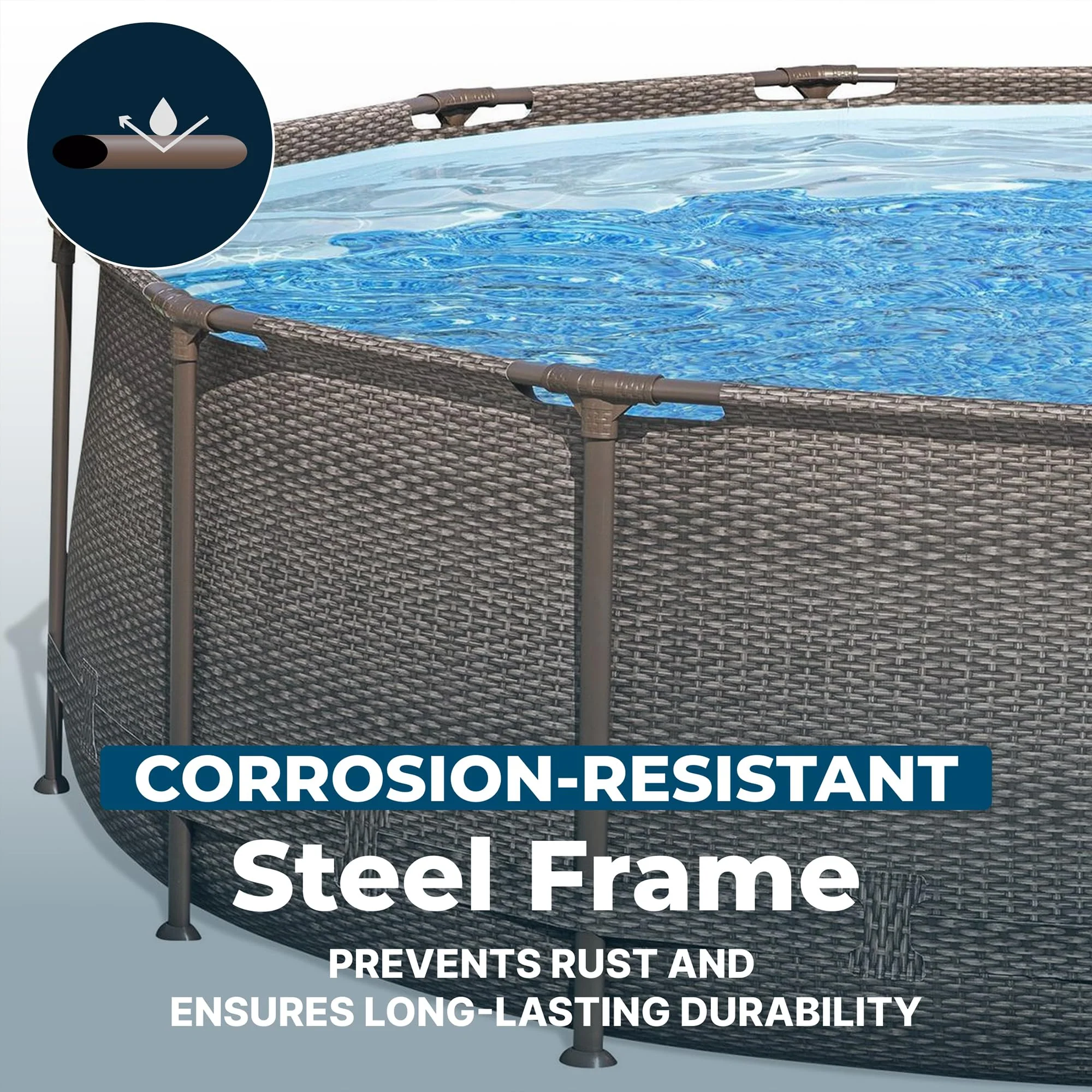 Bestway Power Steel 14’ x 42” Round Above Ground Outdoor Backyard Swimming Pool Set with 1,000 GPH Filter Pump, Ladder, and Pool Cover - Image 2