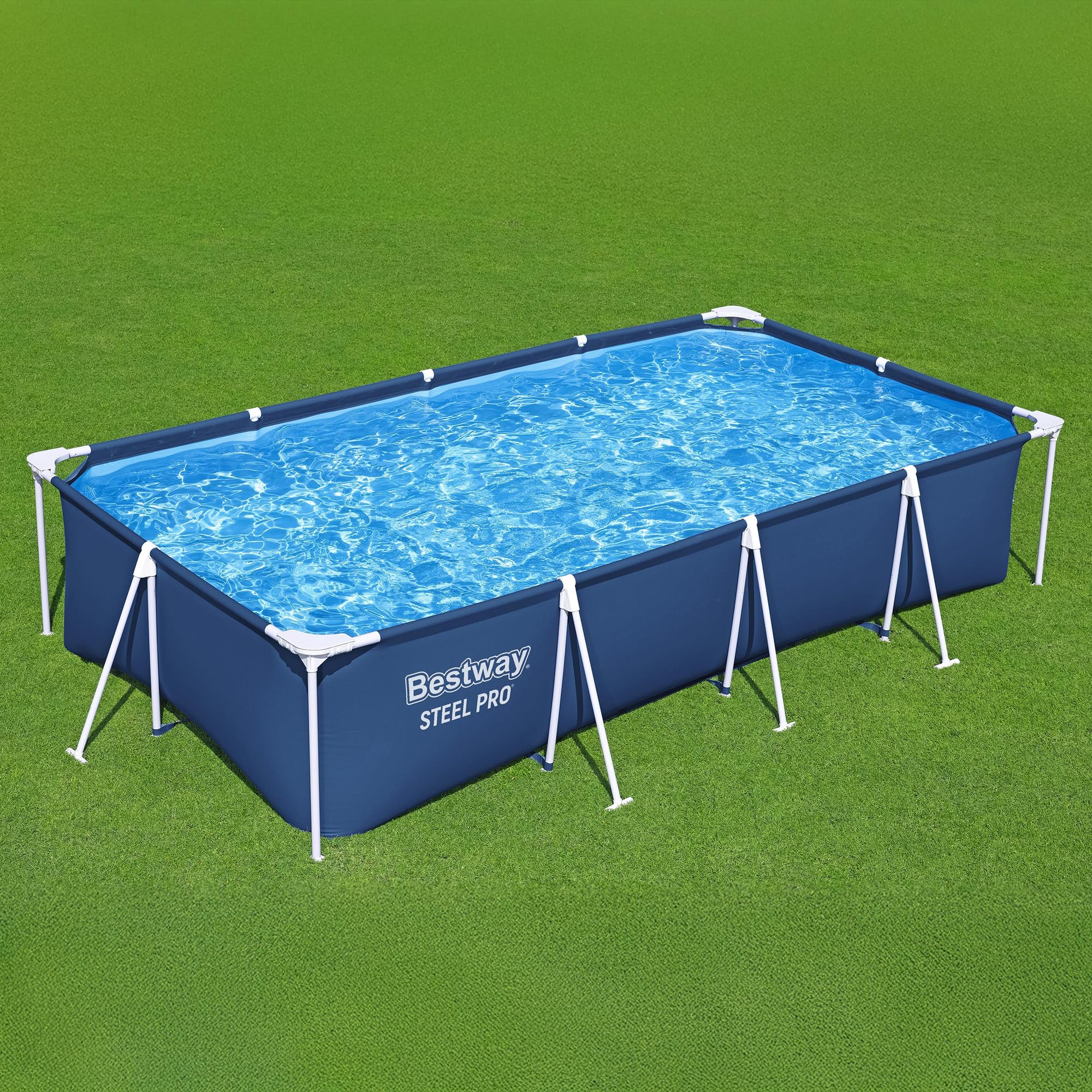 Bestway Steel Pro 13 Foot x 32 Inch Rectangular Above Ground Outdoor Pool Steel Framed Vinyl Swimming Pool with 1,506 Gallon Water Capacity, Blue - Image 3