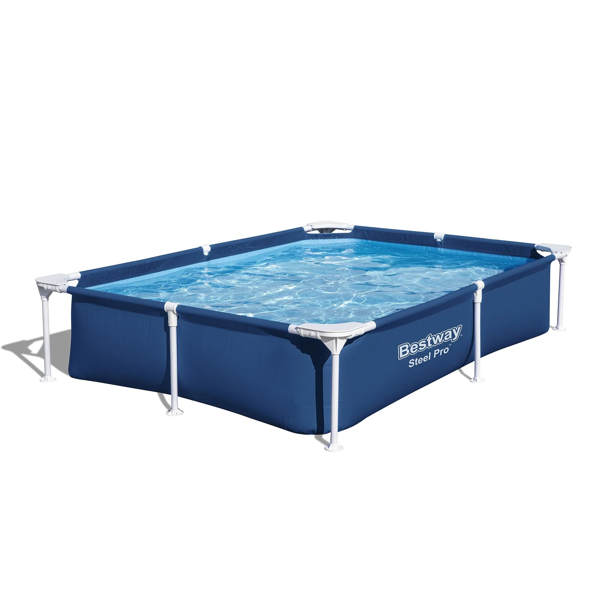 Bestway Steel Pro 87 Inch x 59 Inch x 17 Inch Rectangular Metal Frame Above Ground Outdoor Backyard Swimming Pool, Blue (Pool Only) - Image 2